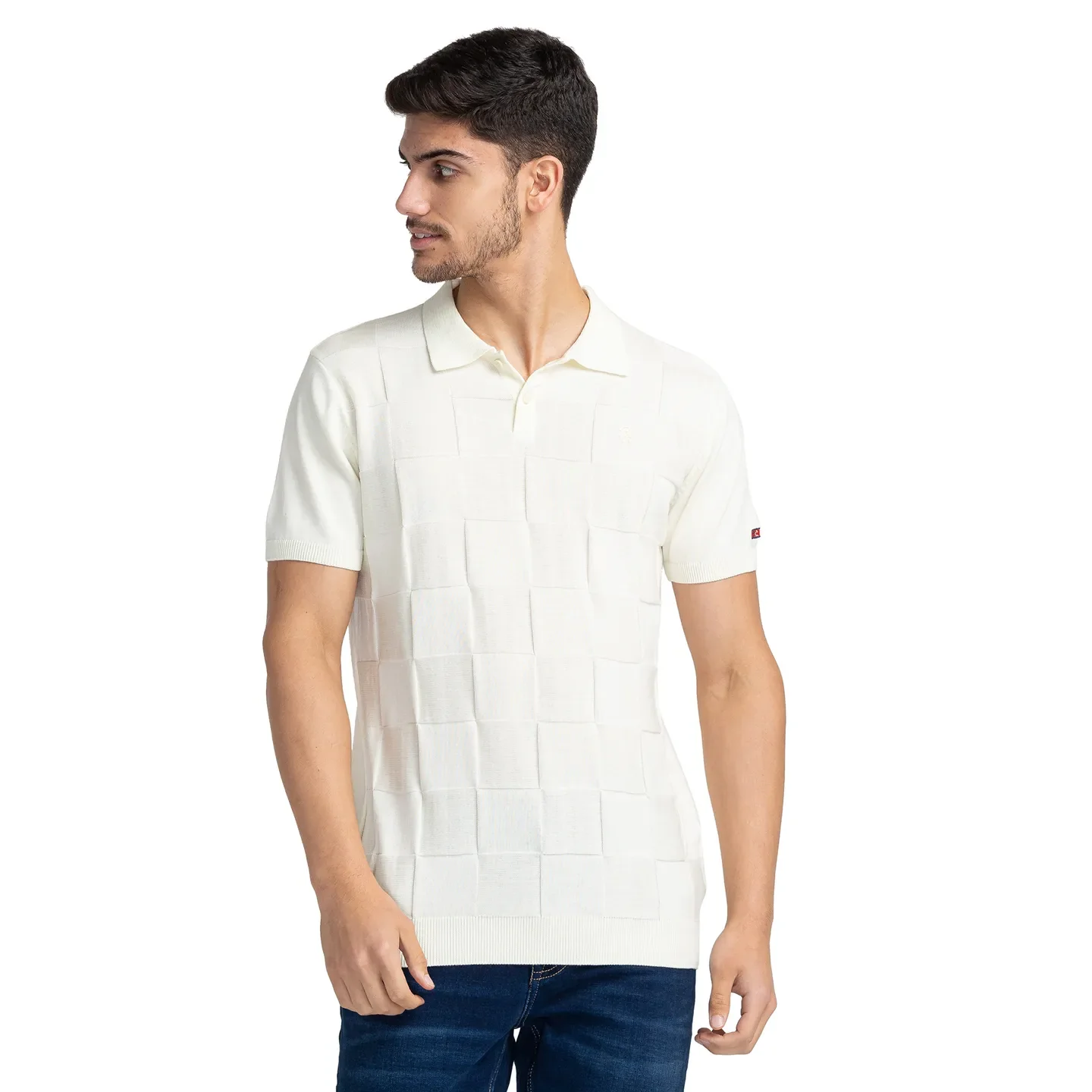White Regular Fit Men's Polo T-Shirt by Being Human Clothing