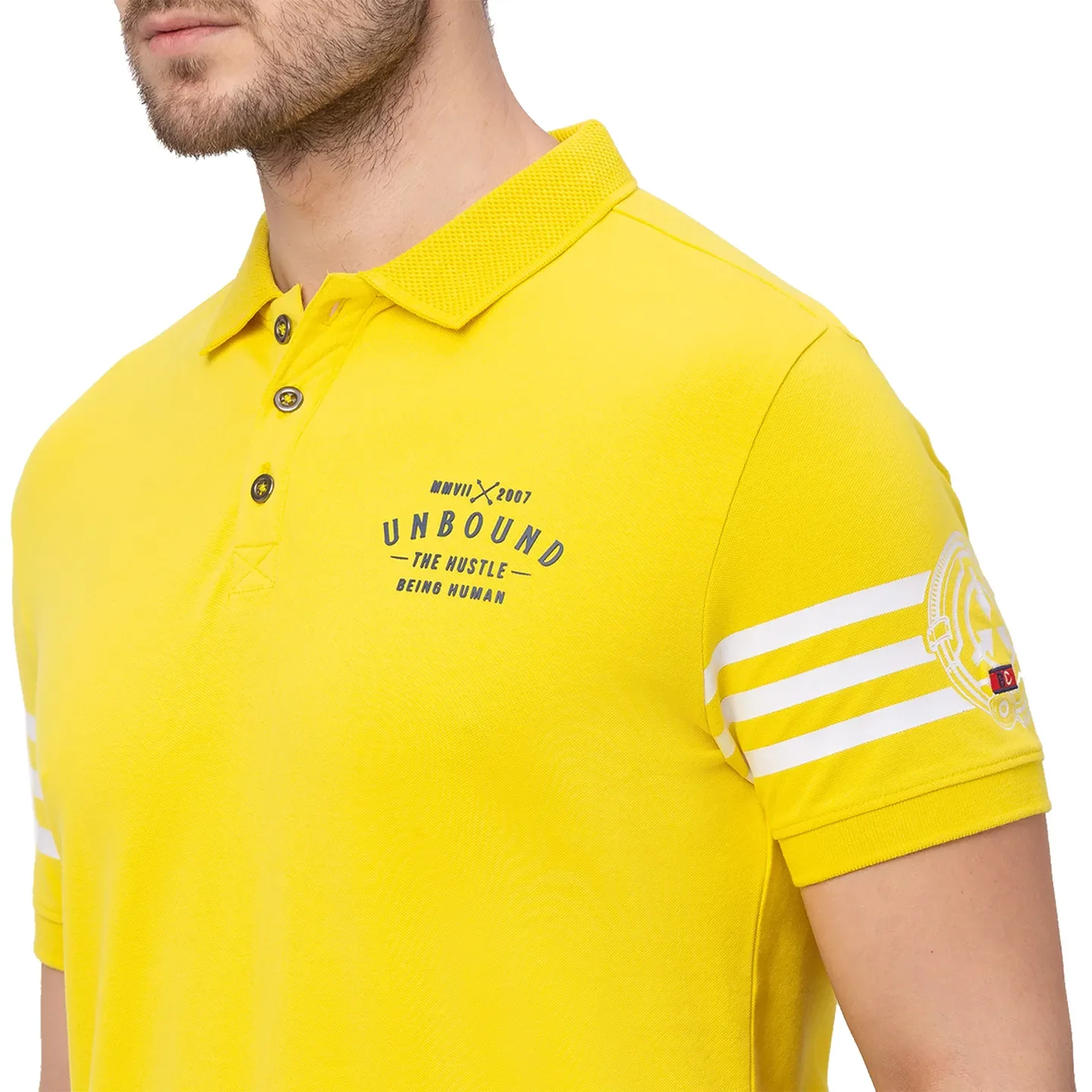 Yellow Regular Fit Men's Polo T-Shirt by Being Human Clothing - Image 4