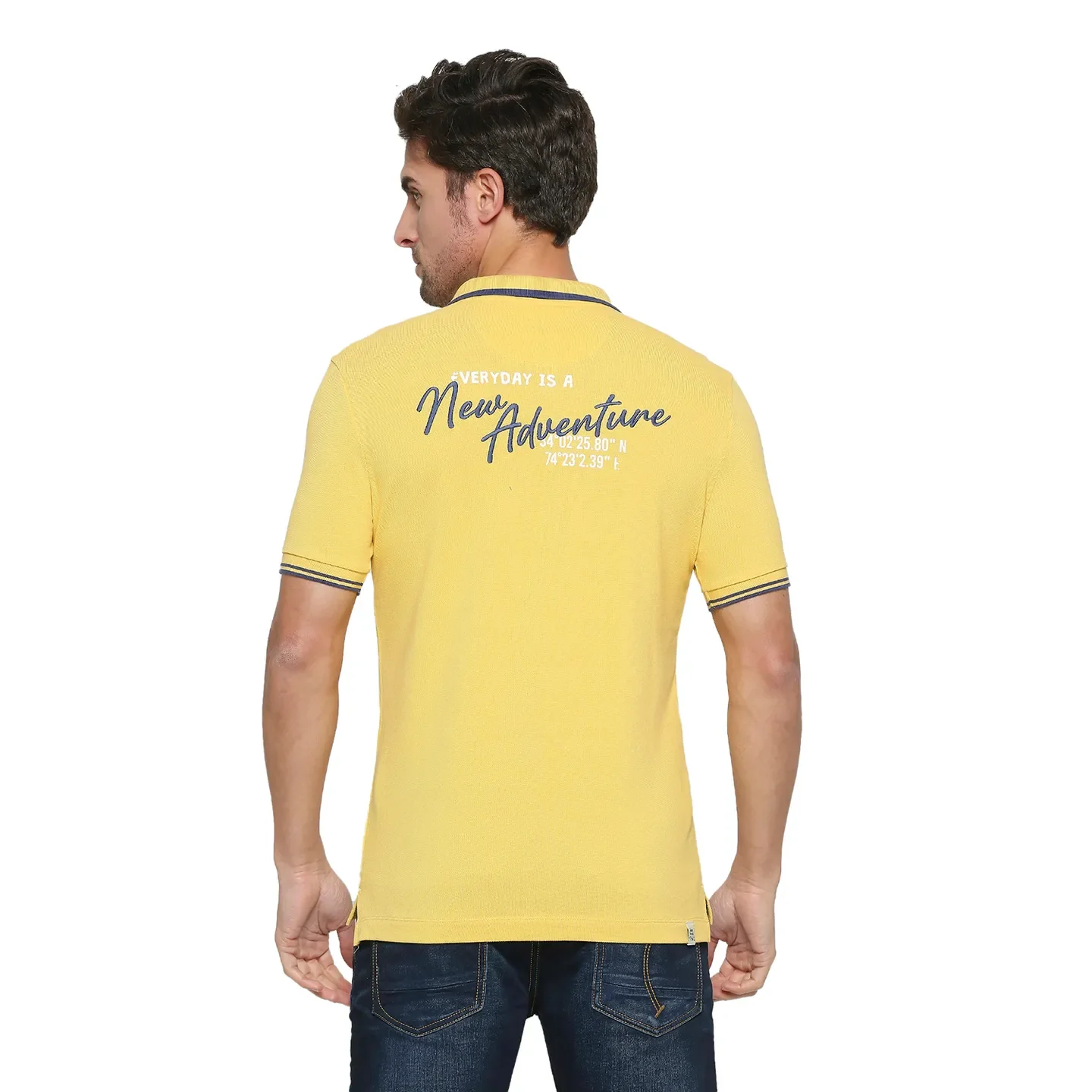 Yellow Regular Fit Men's Polo T-shirt by Being Human Clothing - Image 4