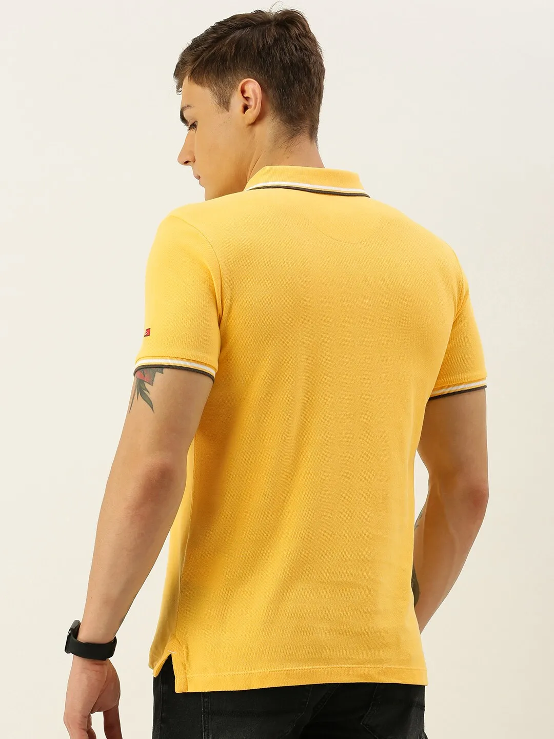 Yellow Regular Fit Men's Polo T-Shirt by Being Human Clothing - Image 3