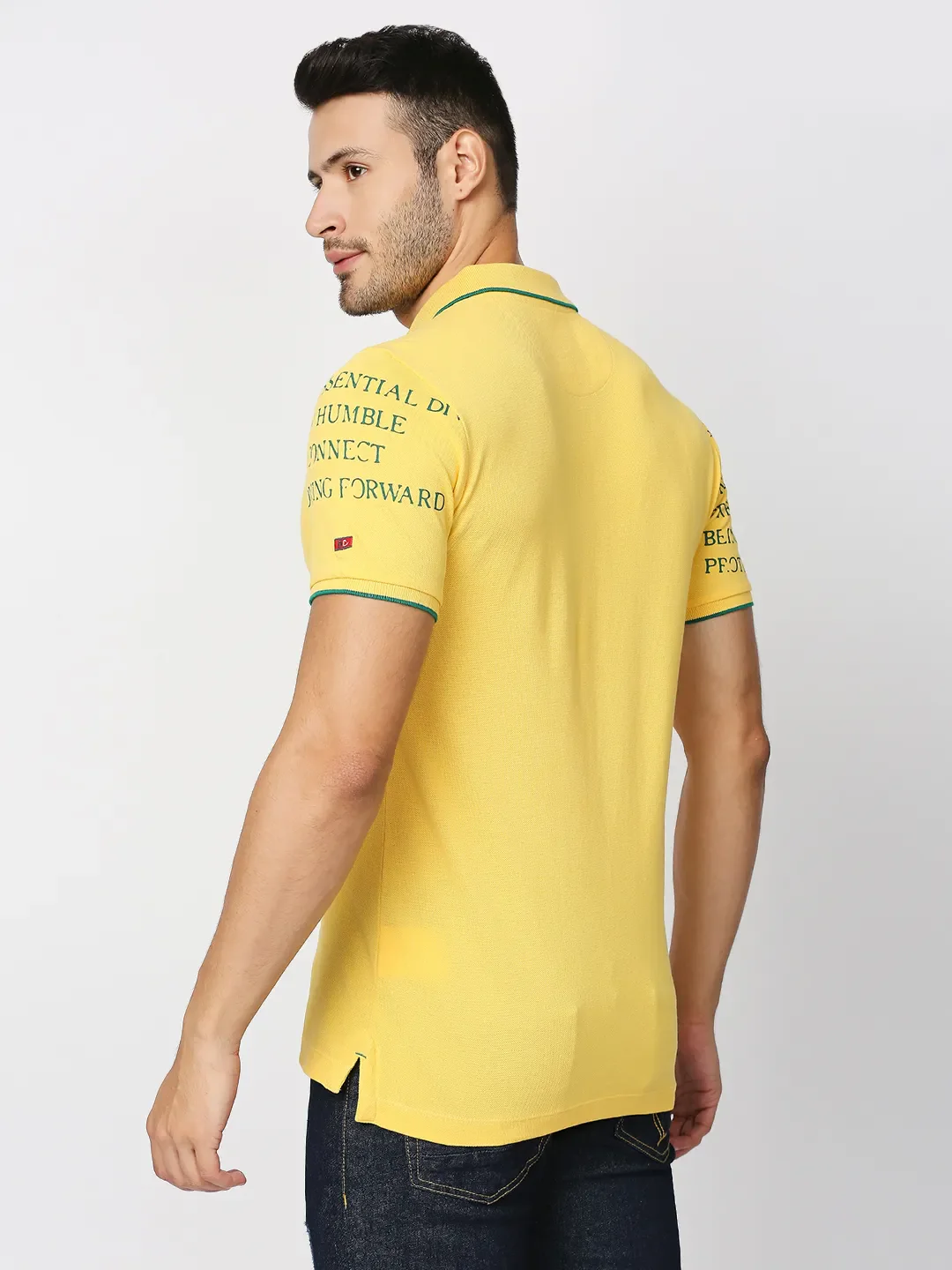 Yellow Regular Fit Men's Polo T-Shirt by Being Human Clothing - Image 4