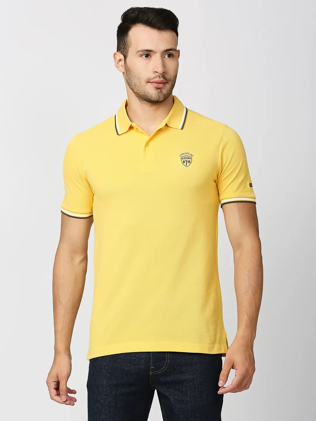Yellow Regular Fit Men's Polo T-Shirt by Being Human Clothing
