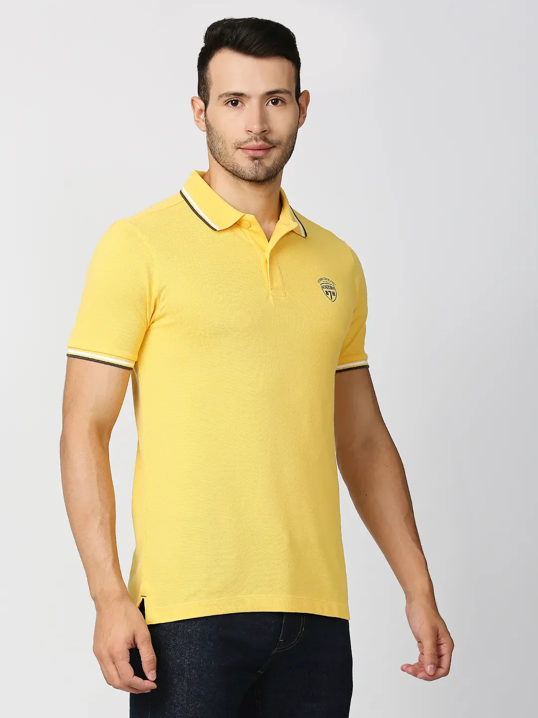 Yellow Regular Fit Men's Polo T-Shirt by Being Human Clothing - Image 3
