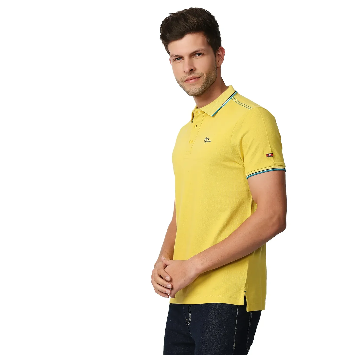 Yellow Regular Fit Men's Polo T-Shirt by Being Human Clothing - Image 2