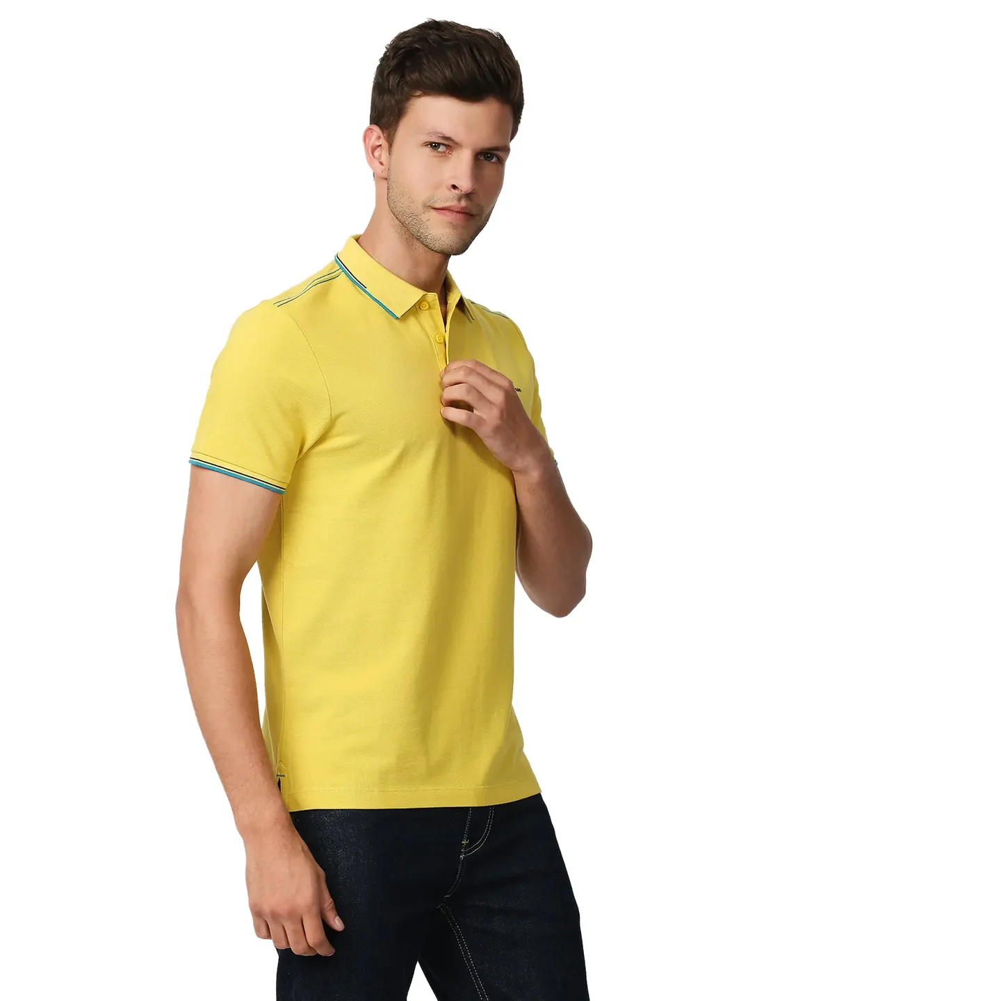 Yellow Regular Fit Men's Polo T-Shirt by Being Human Clothing - Image 3