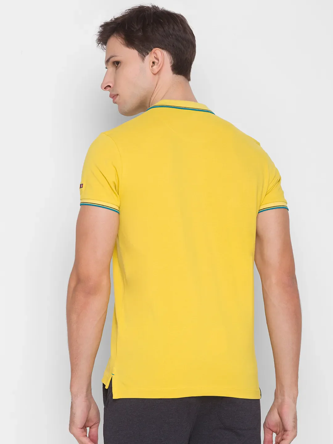 Yellow Regular Fit Men's Polo T-Shirt by Being Human Clothing - Image 3