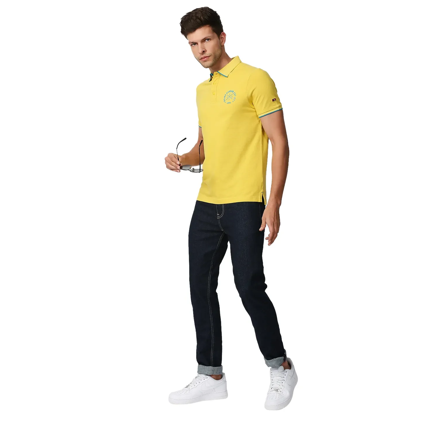Yellow Regular Fit Men's Polo T-Shirt by Being Human Clothing - Image 6