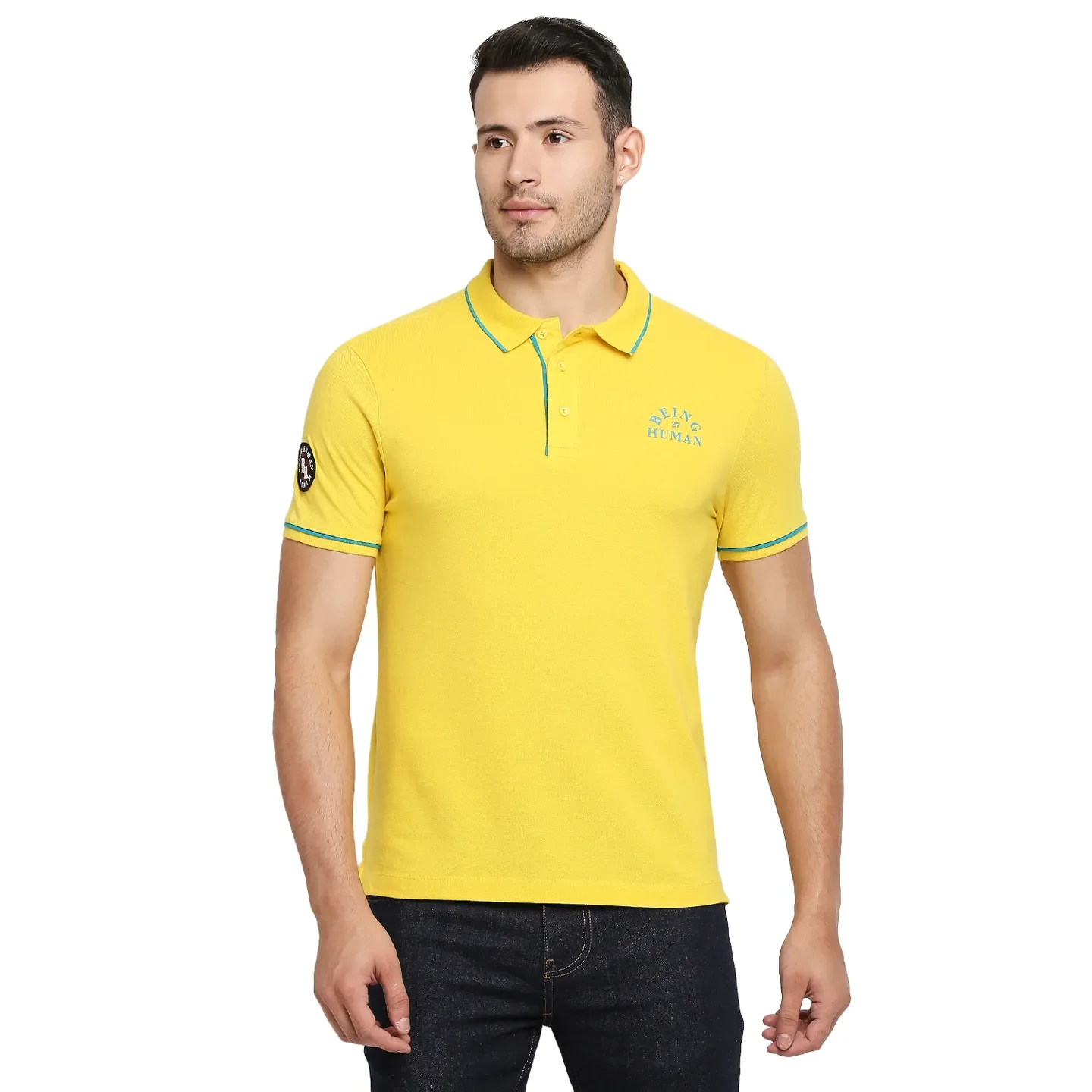 Yellow Regular Fit Men's Polo T-Shirt by Being Human Clothing