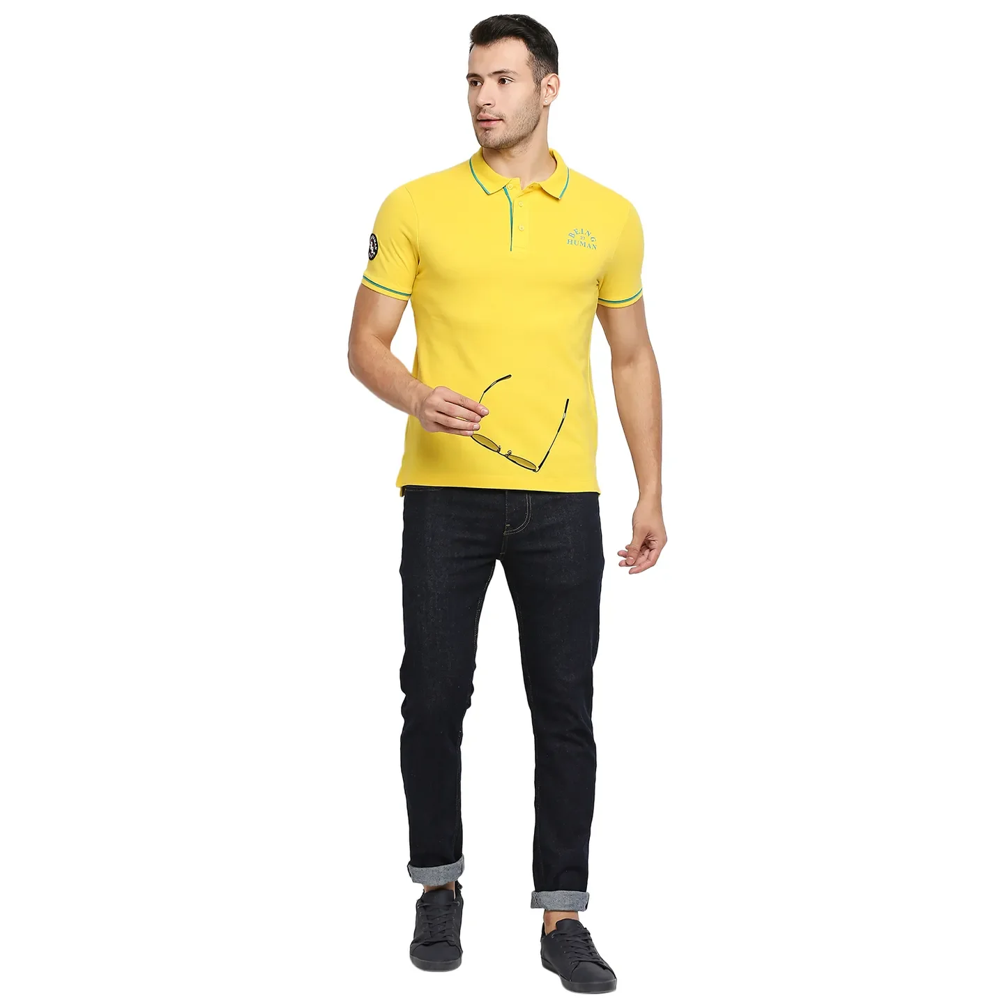 Yellow Regular Fit Men's Polo T-Shirt by Being Human Clothing - Image 6