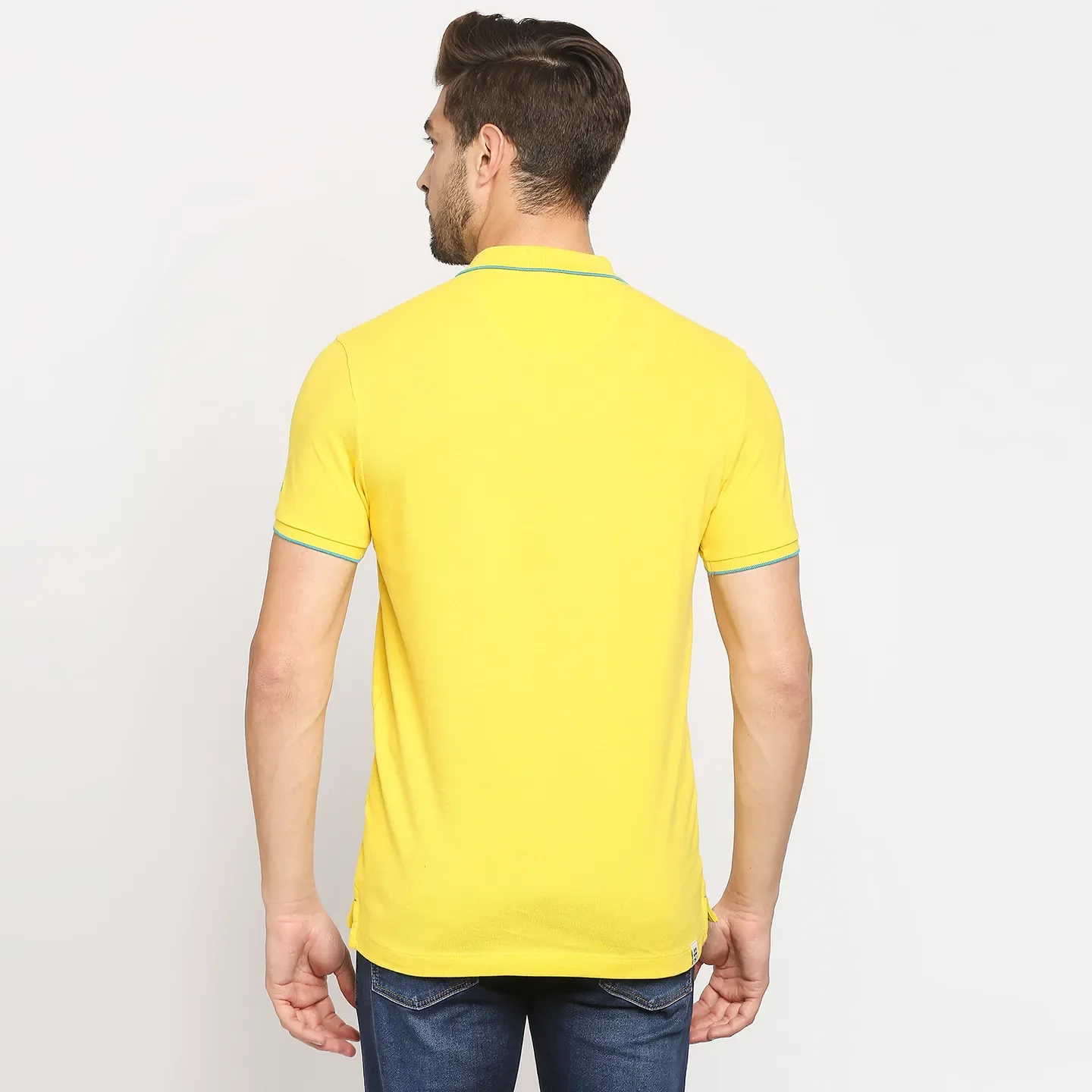 Yellow Regular Fit Men's Polo T-Shirt by Being Human Clothing - Image 4
