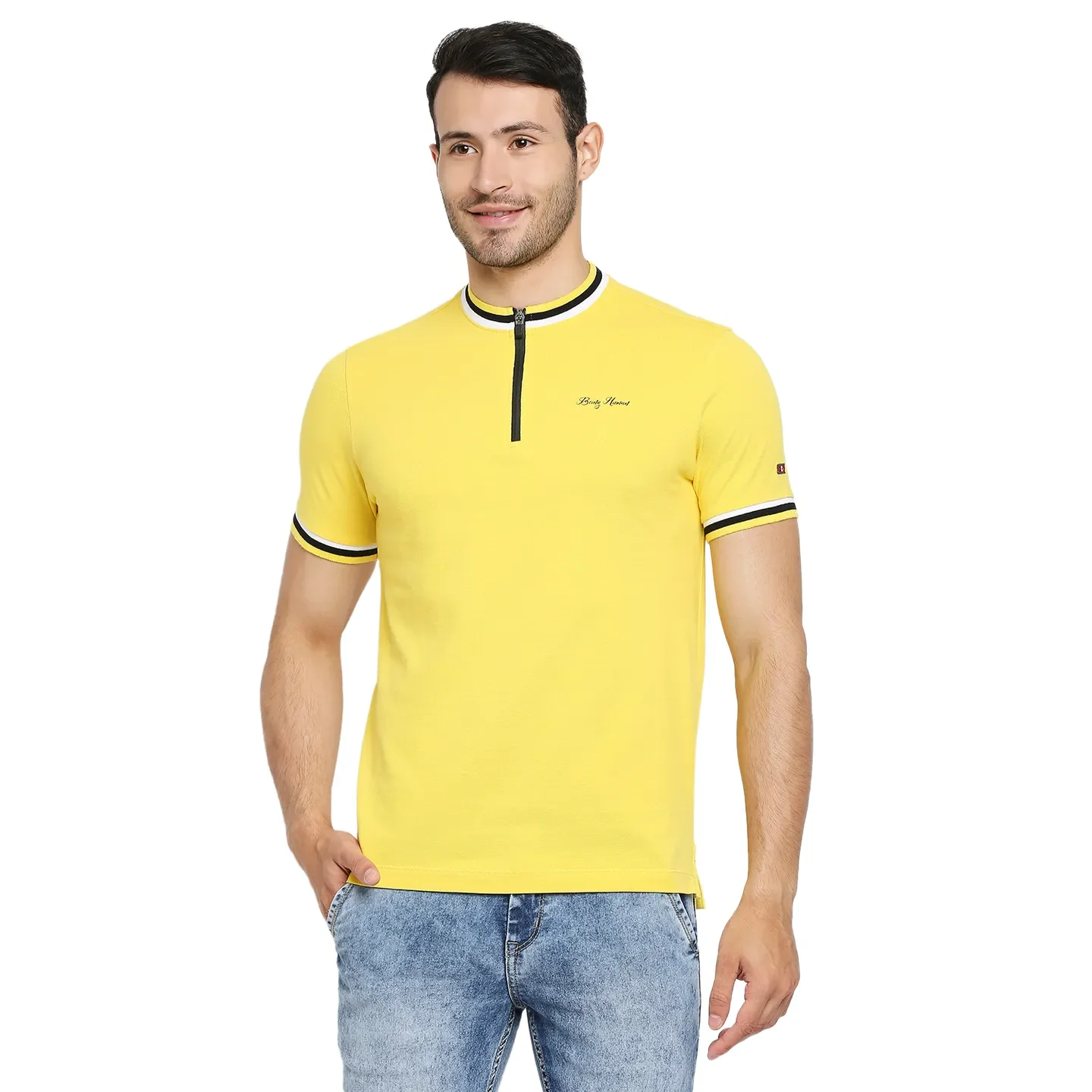 Yellow Regular Fit Men's Polo T-Shirt by Being Human Clothing