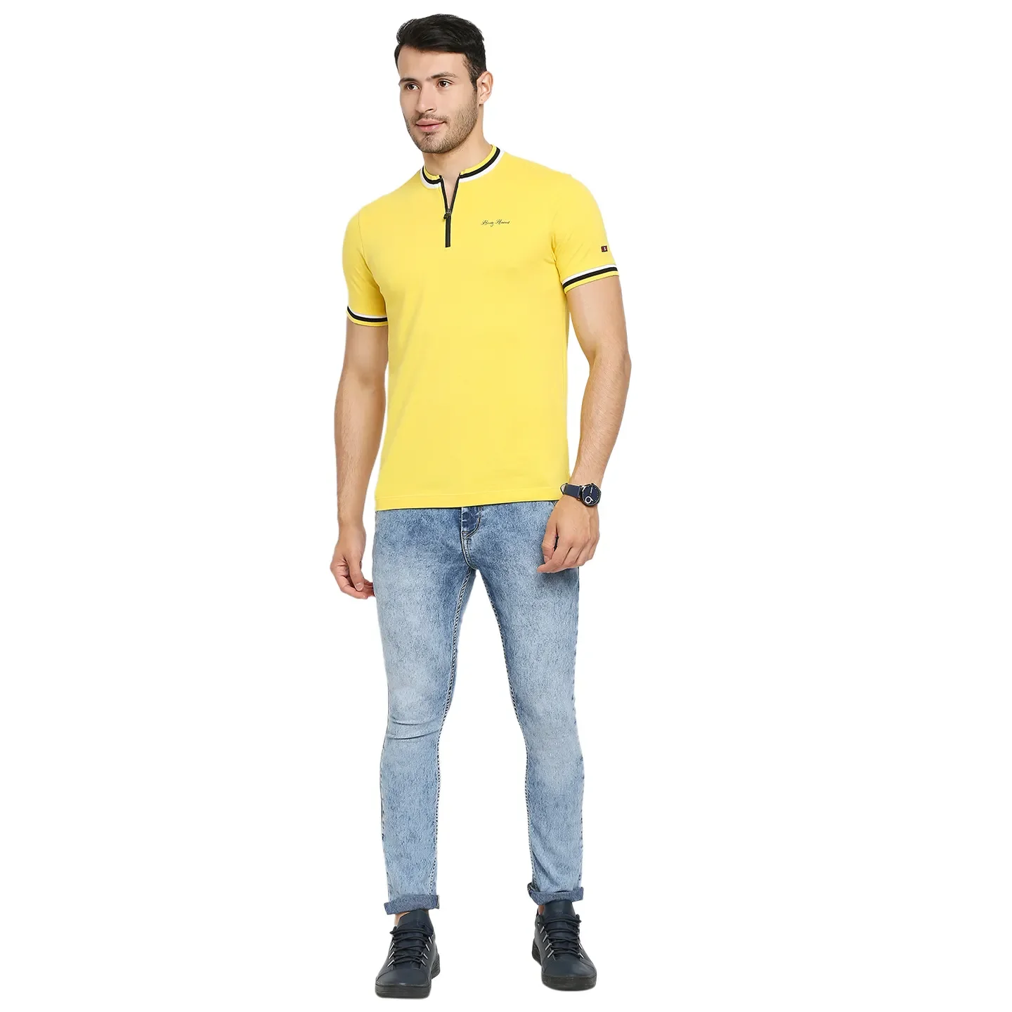 Yellow Regular Fit Men's Polo T-Shirt by Being Human Clothing - Image 6