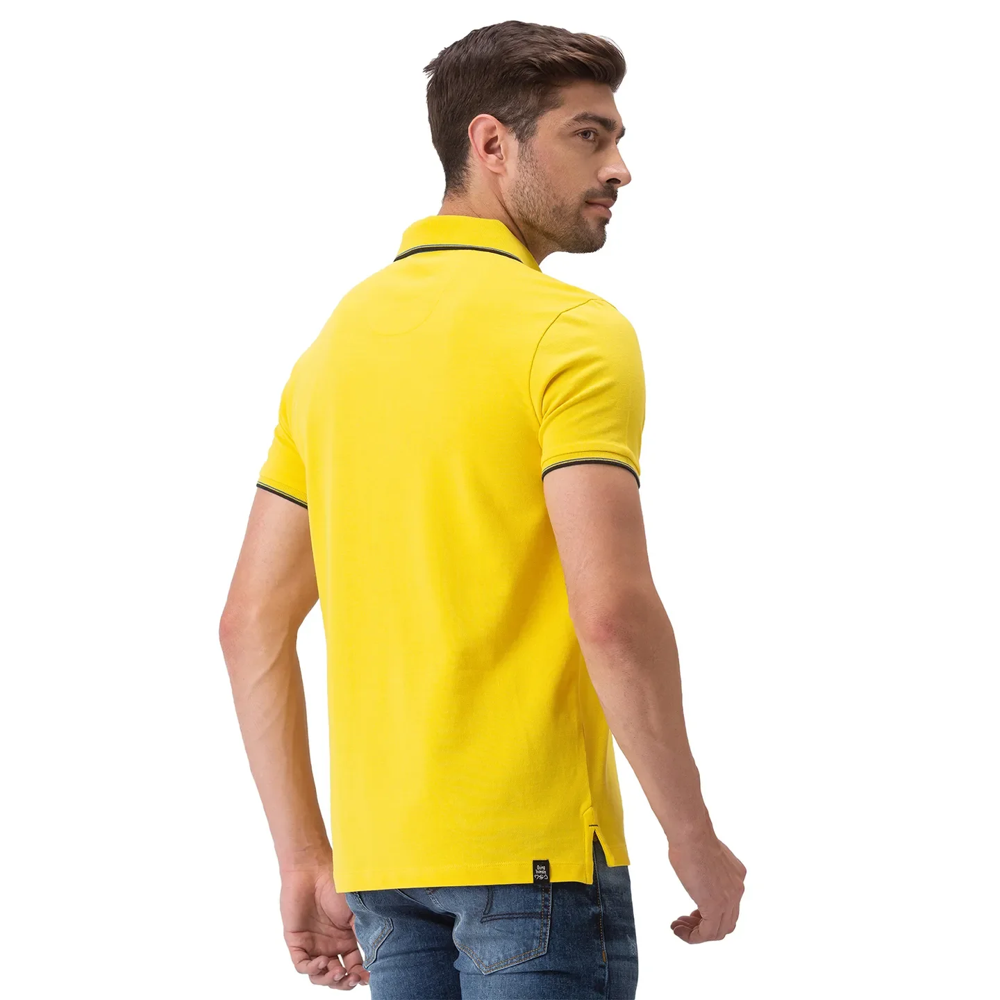 Yellow Regular Fit Men's Polo T-Shirt by Being Human Clothing - Image 3