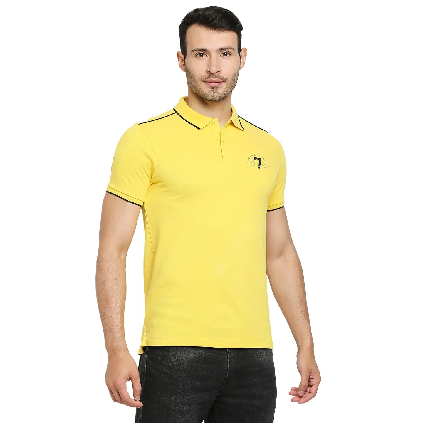 Yellow Regular Fit Men's Polo T-Shirt by Being Human Clothing - Image 3