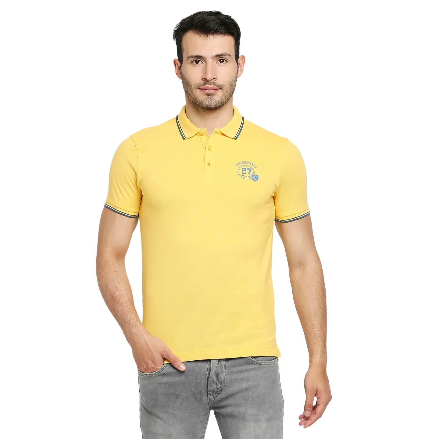 Yellow Regular Fit Men's Polo T-Shirt by Being Human Clothing