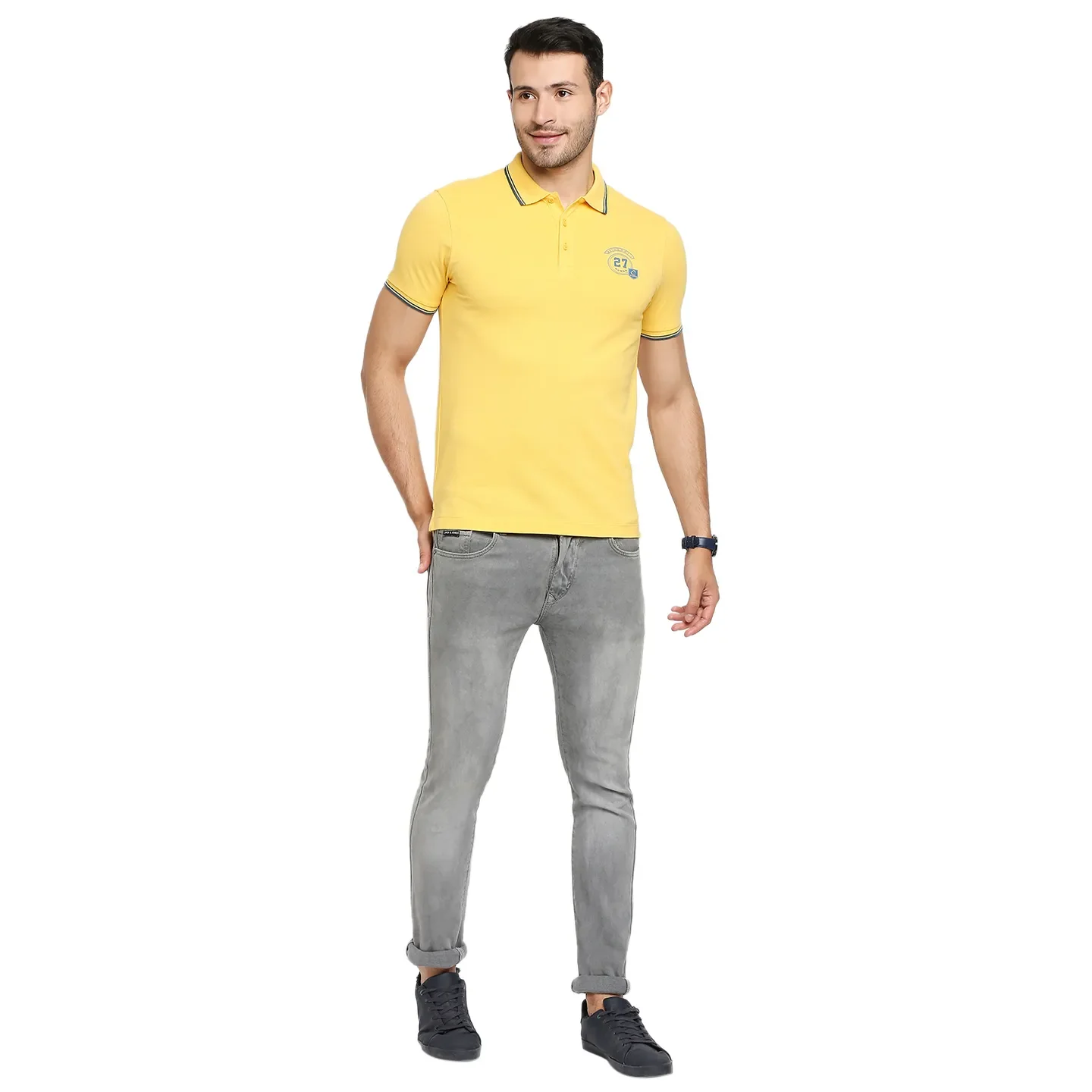 Yellow Regular Fit Men's Polo T-Shirt by Being Human Clothing - Image 6