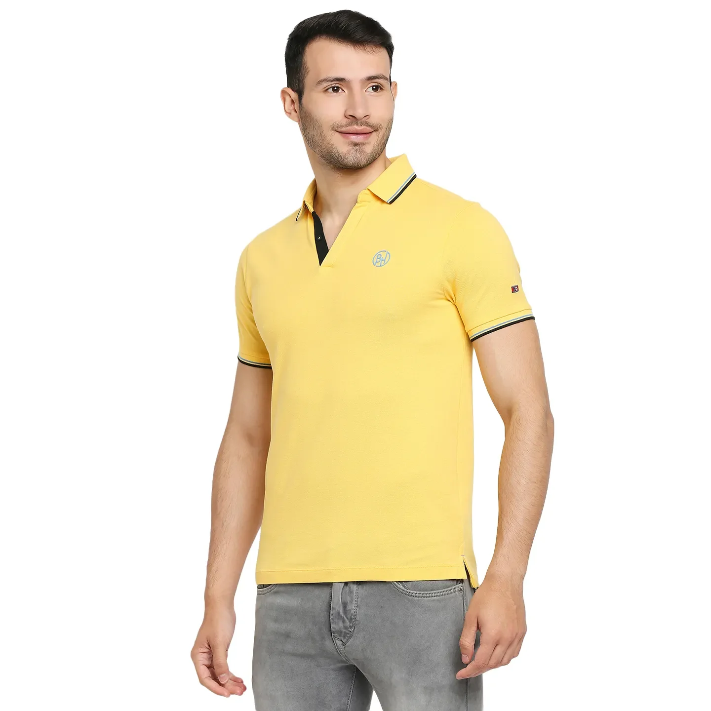 Yellow Regular Fit Men's Polo T-Shirt by Being Human Clothing - Image 2