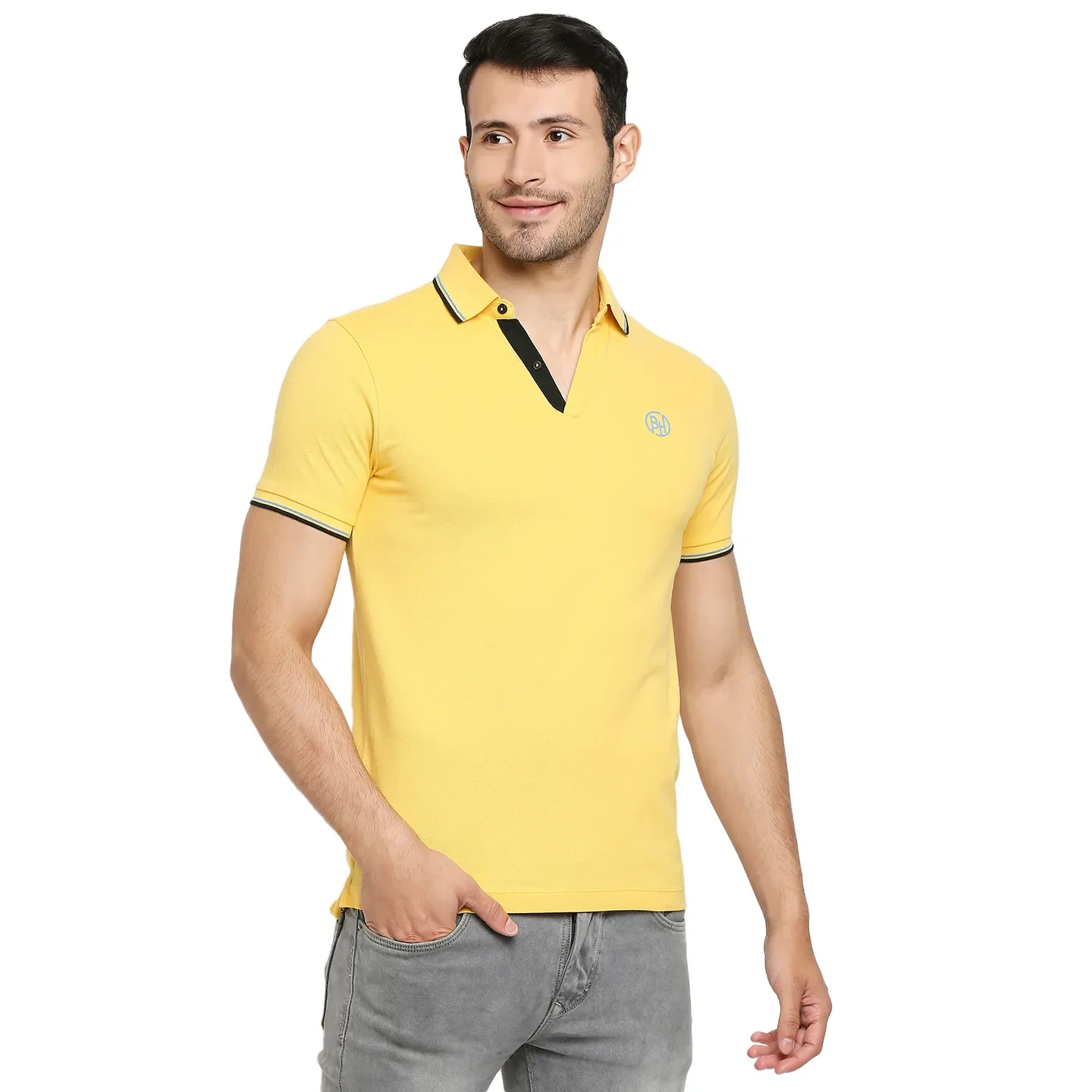 Yellow Regular Fit Men's Polo T-Shirt by Being Human Clothing - Image 3