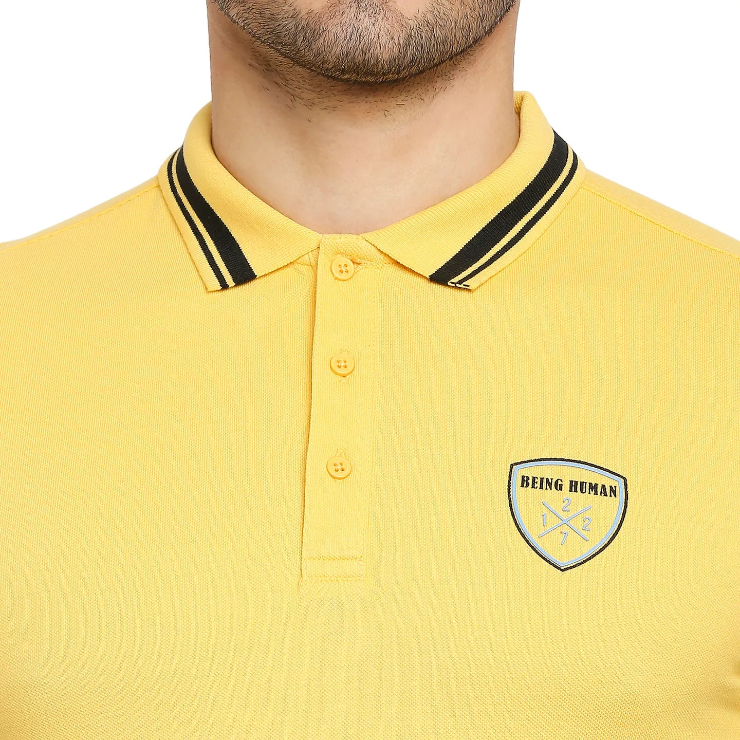 Yellow Regular Fit Men's Polo T-Shirt by Being Human Clothing - Image 5