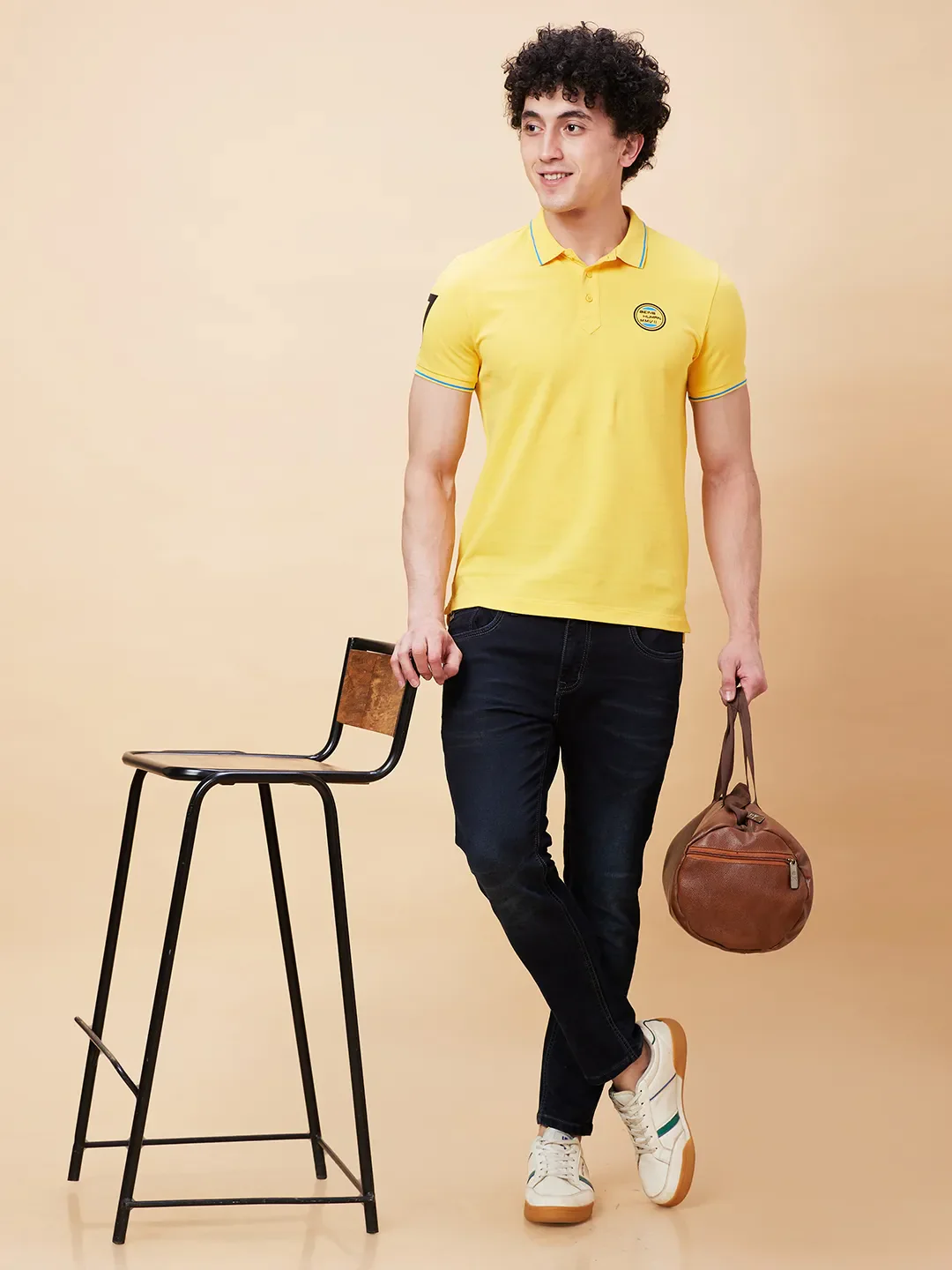 Yellow Regular Fit Men's Polo T-Shirt by Being Human Clothing - Image 6