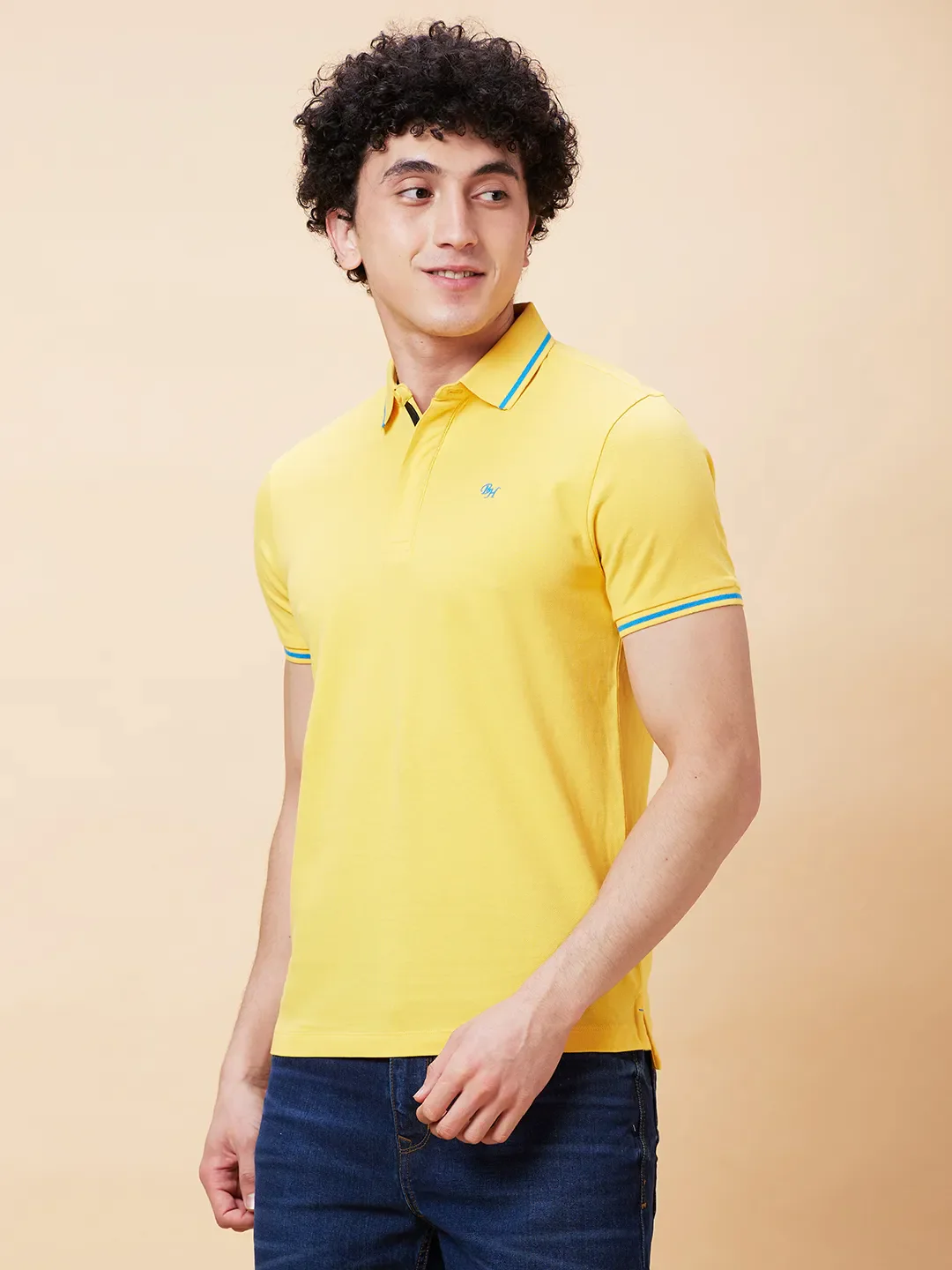 Yellow Regular Fit Men's Polo T-Shirt by Being Human Clothing - Image 3