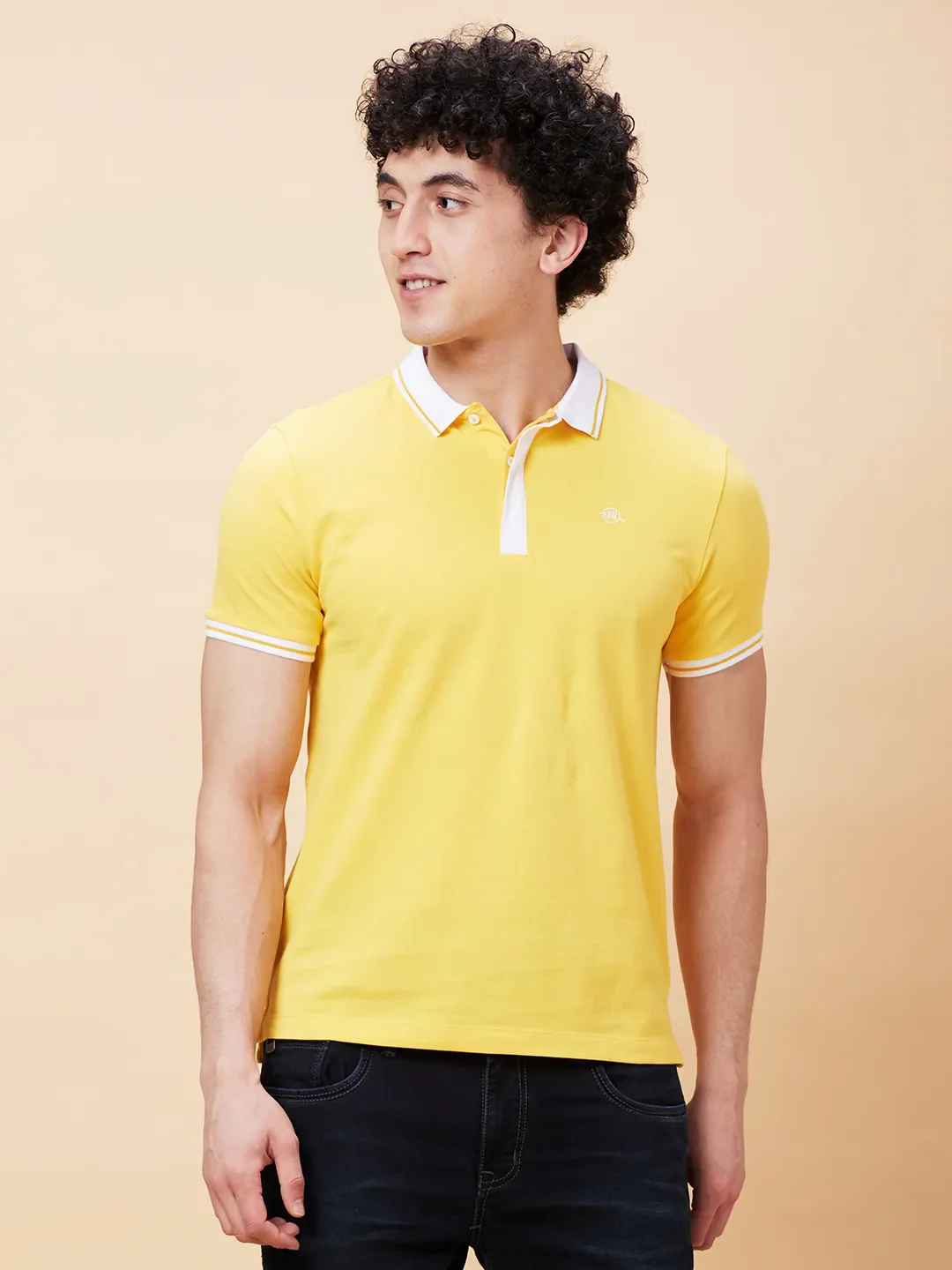 Yellow Regular Fit Men's Polo T-Shirt by Being Human Clothing