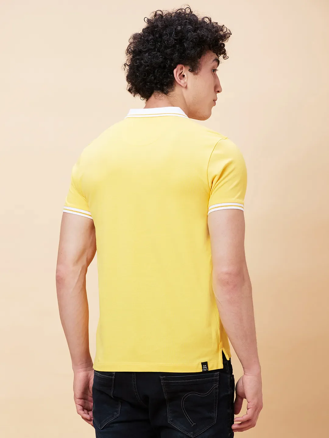 Yellow Regular Fit Men's Polo T-Shirt by Being Human Clothing - Image 4