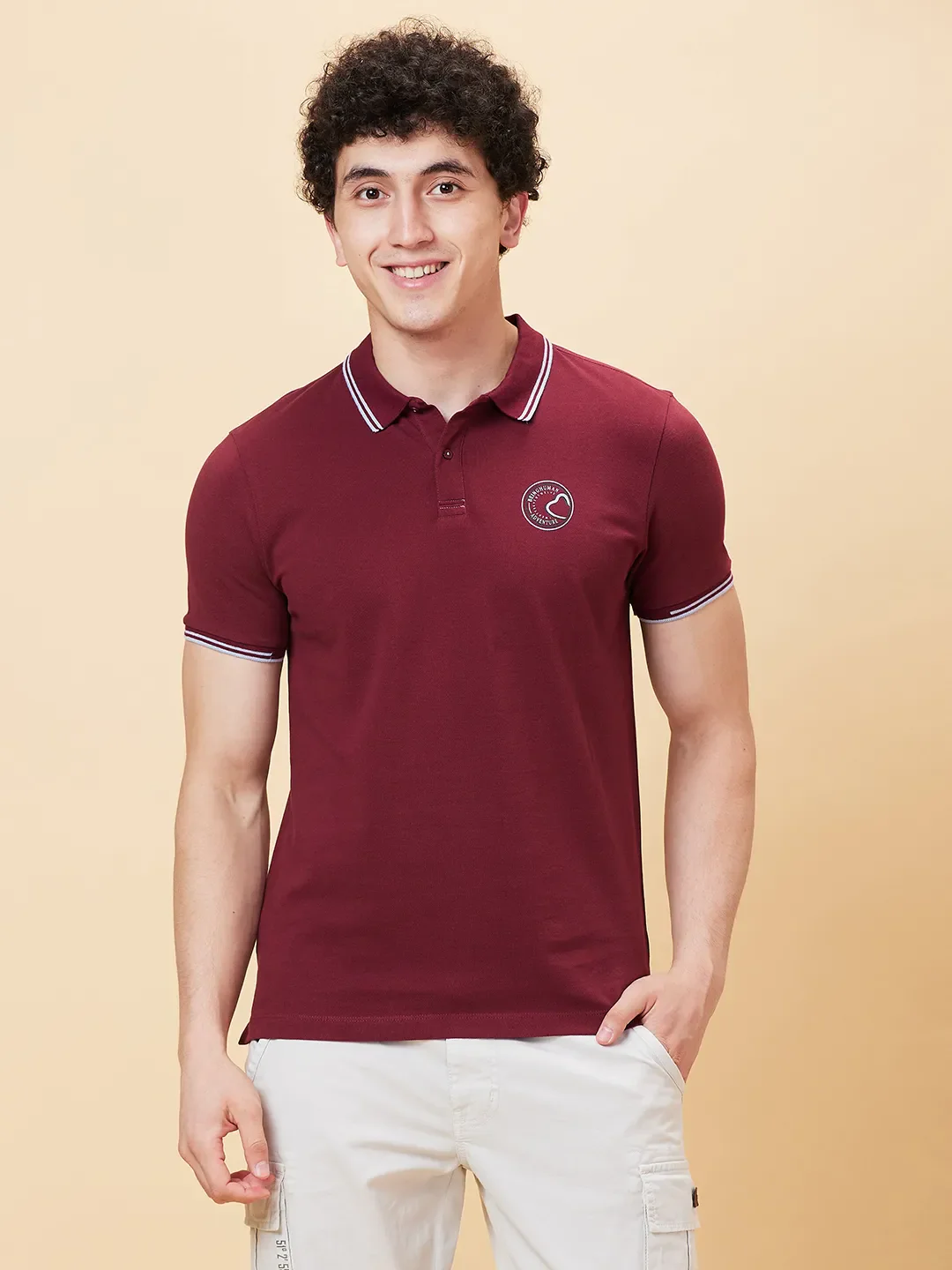 Red Regular Fit Men's Polo T-Shirt by Being Human Clothing - Image 6