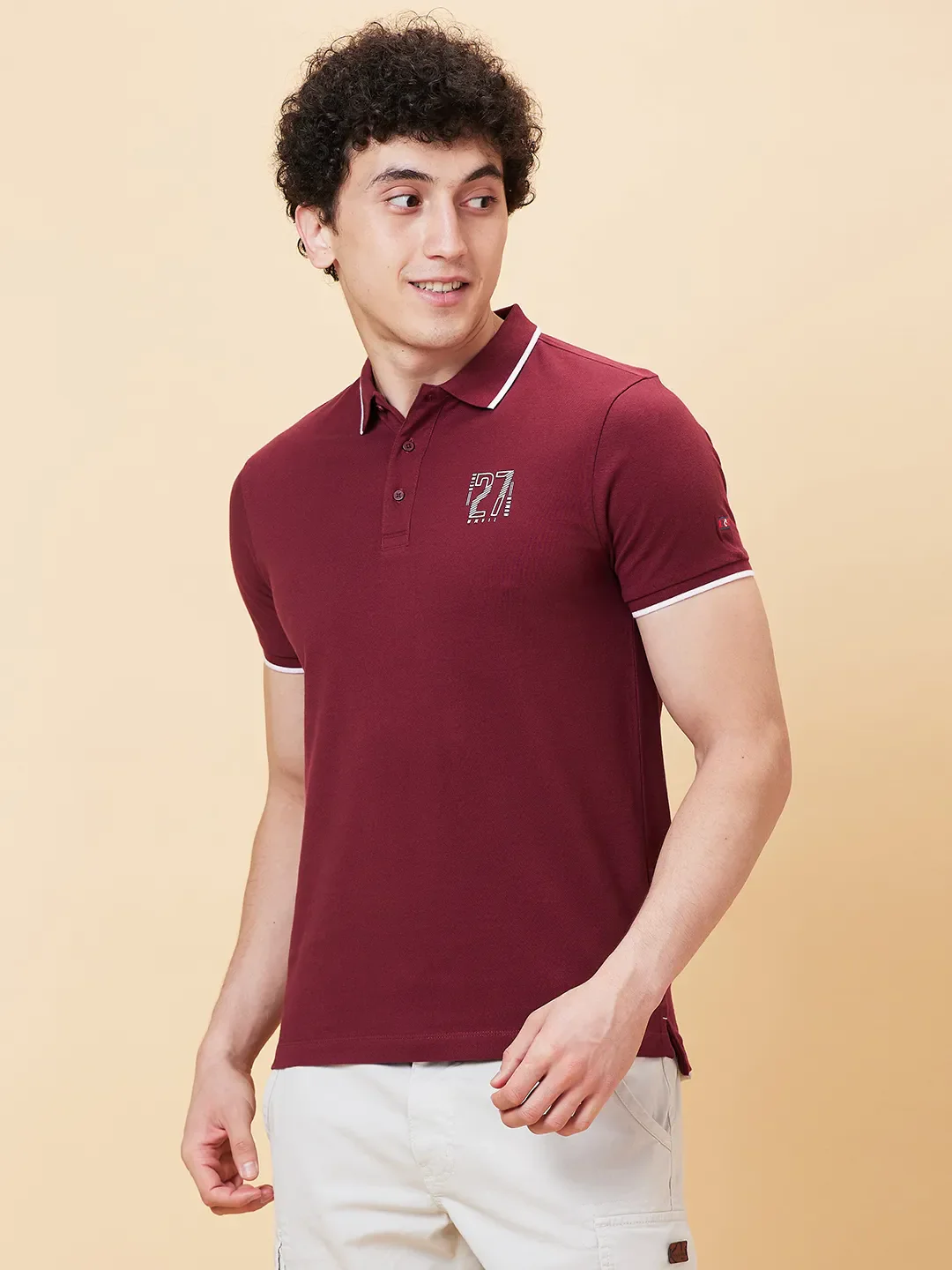 Red Regular Fit Men's Polo T-Shirt by Being Human Clothing - Image 2
