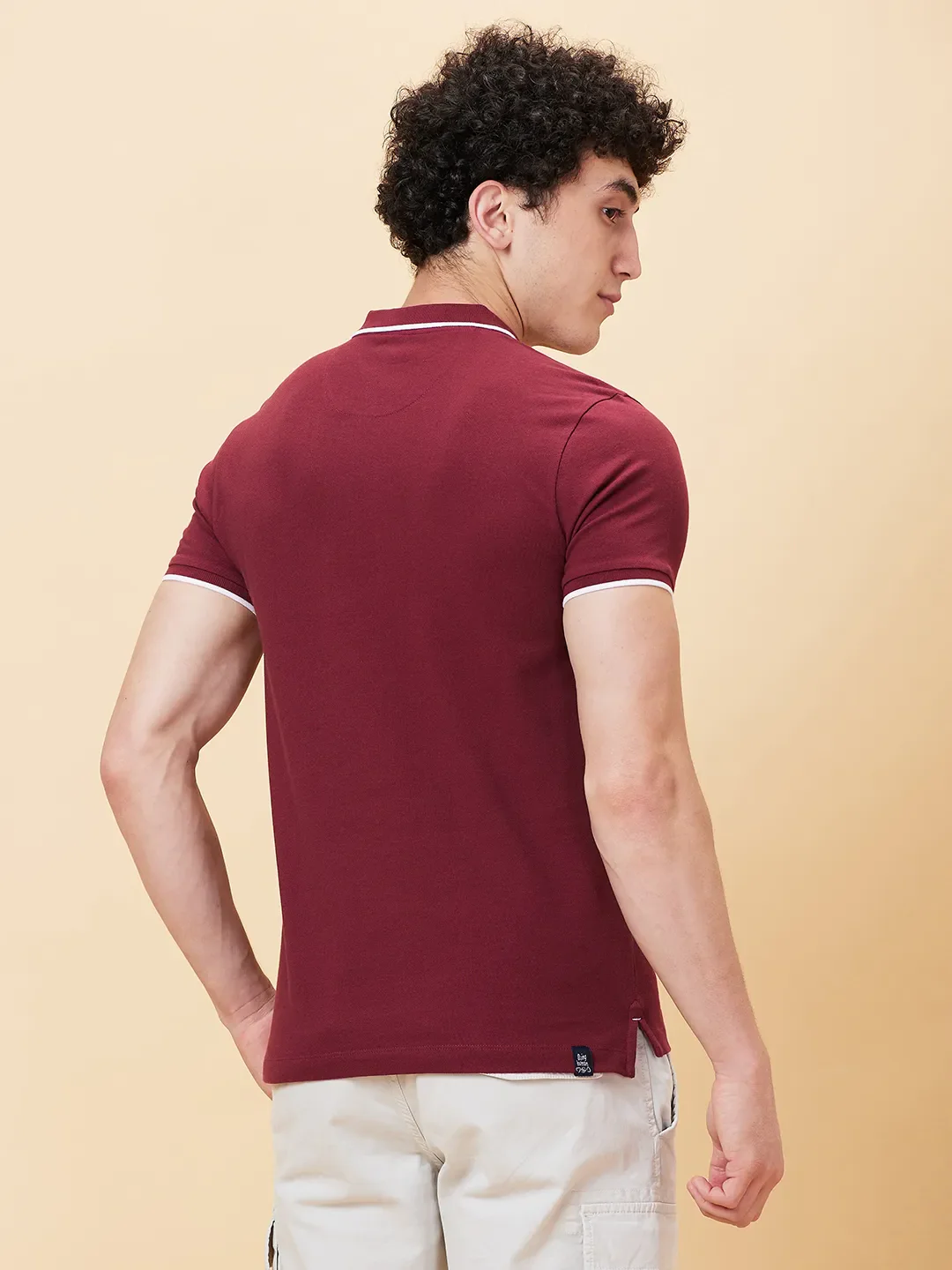 Red Regular Fit Men's Polo T-Shirt by Being Human Clothing - Image 3