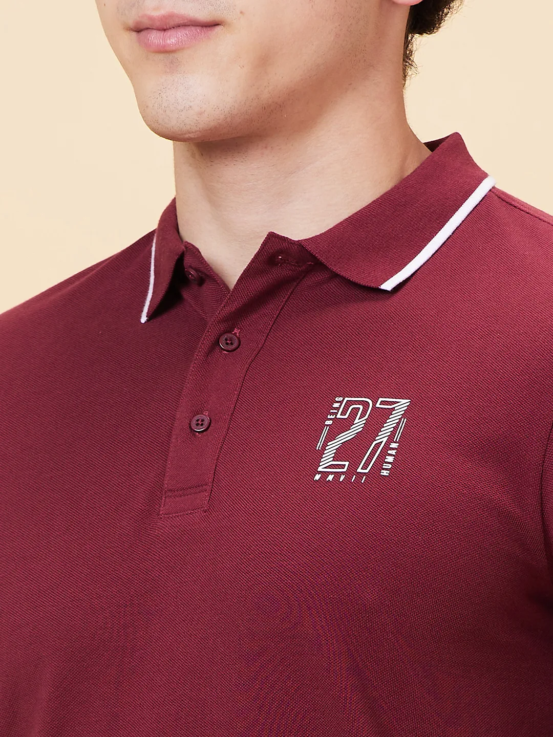 Red Regular Fit Men's Polo T-Shirt by Being Human Clothing - Image 4