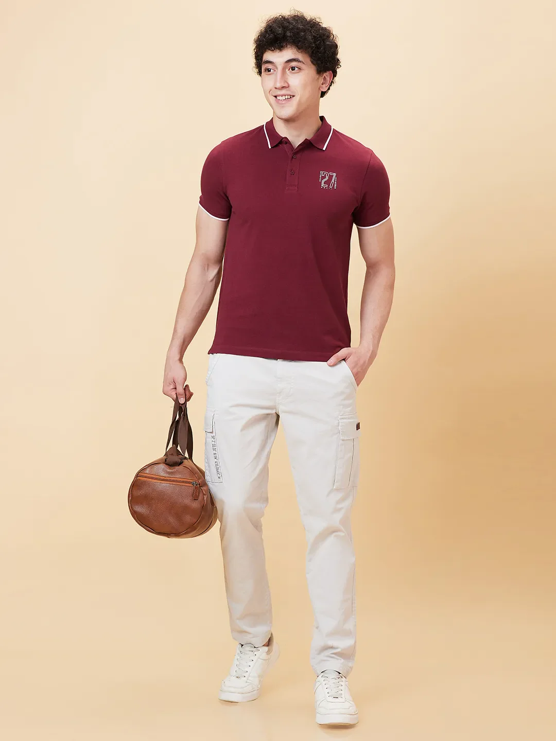 Red Regular Fit Men's Polo T-Shirt by Being Human Clothing - Image 5