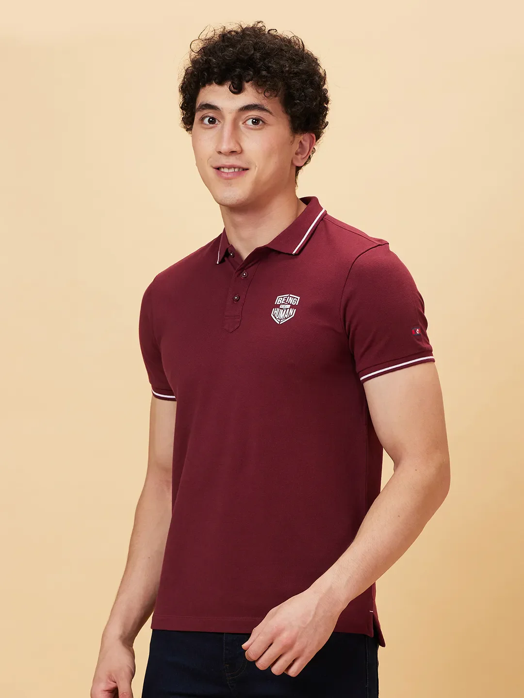 Red Regular Fit Men's Polo T-Shirt by Being Human Clothing - Image 3