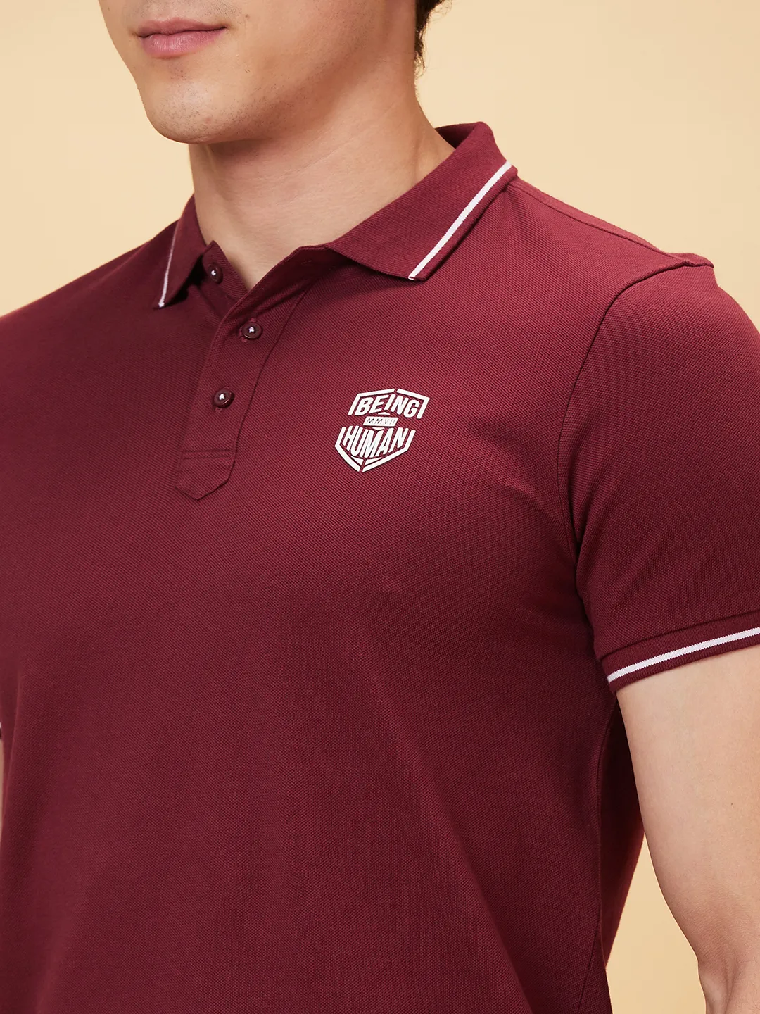 Red Regular Fit Men's Polo T-Shirt by Being Human Clothing - Image 4