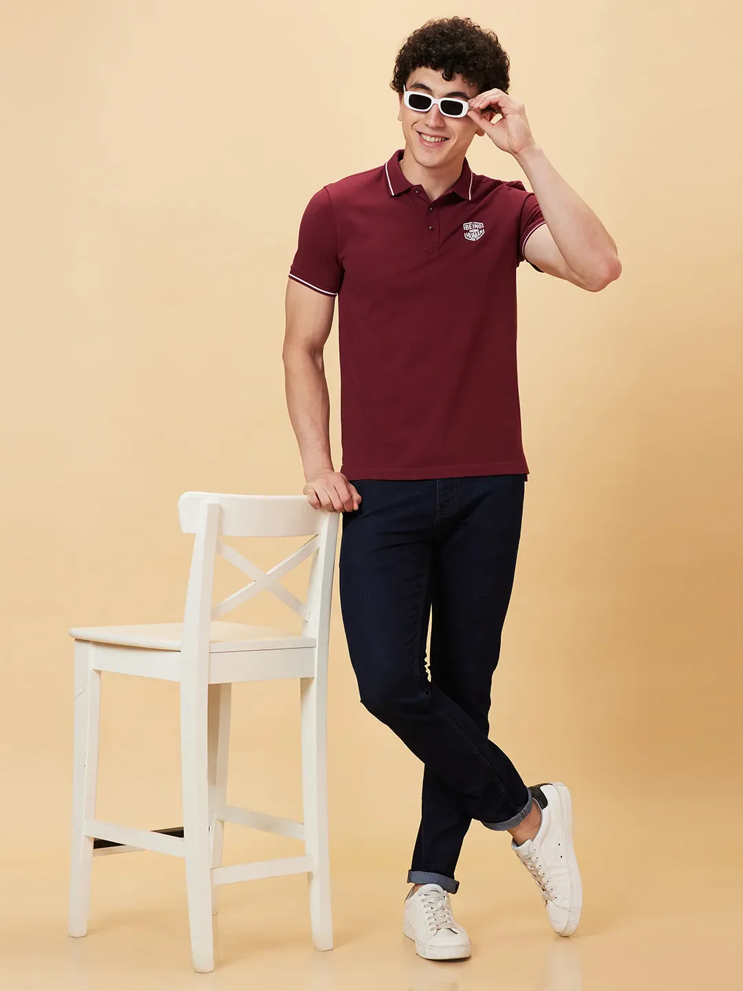 Red Regular Fit Men's Polo T-Shirt by Being Human Clothing - Image 5