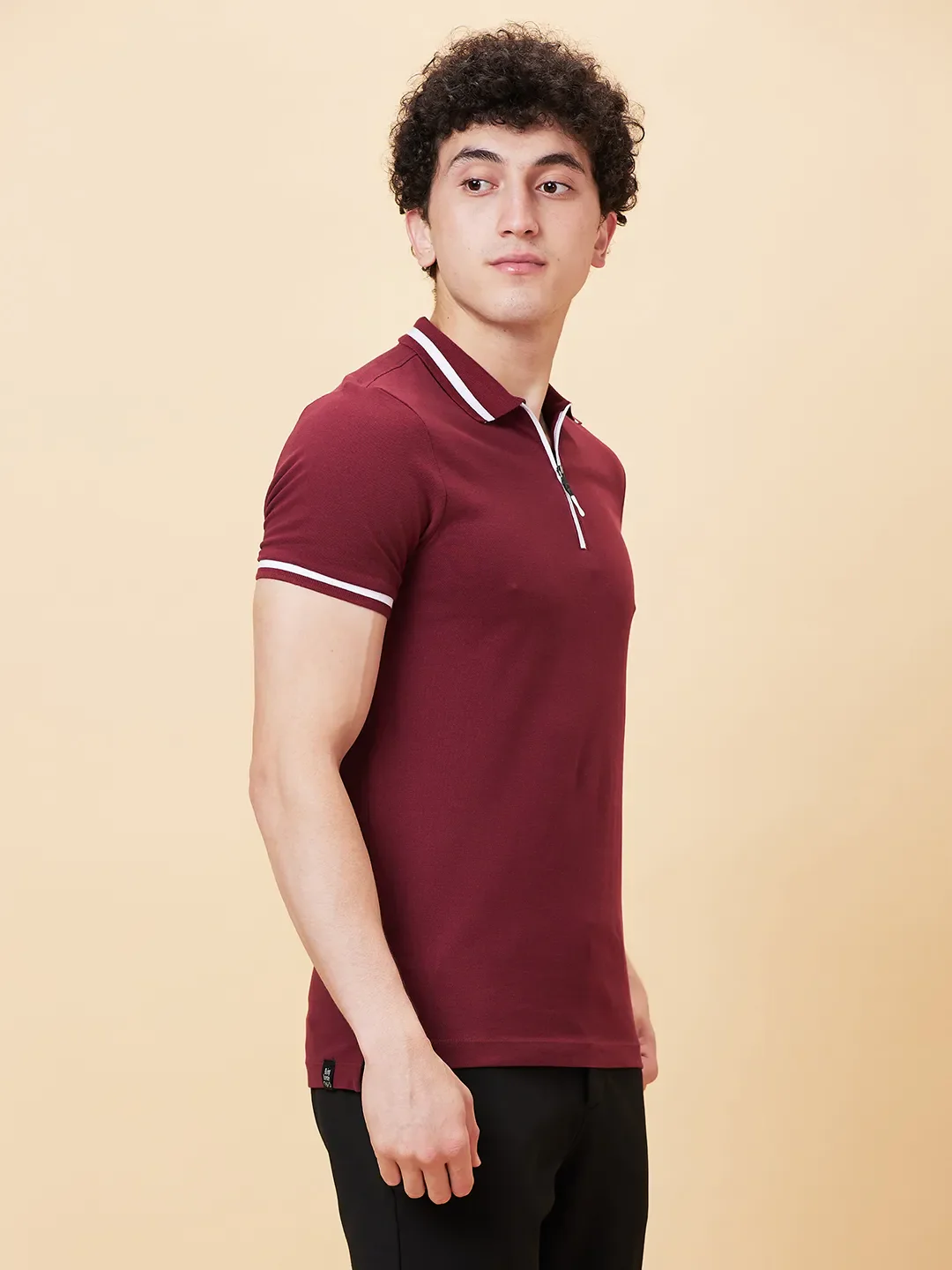Red Regular Fit Men's Polo T-Shirt by Being Human Clothing - Image 2
