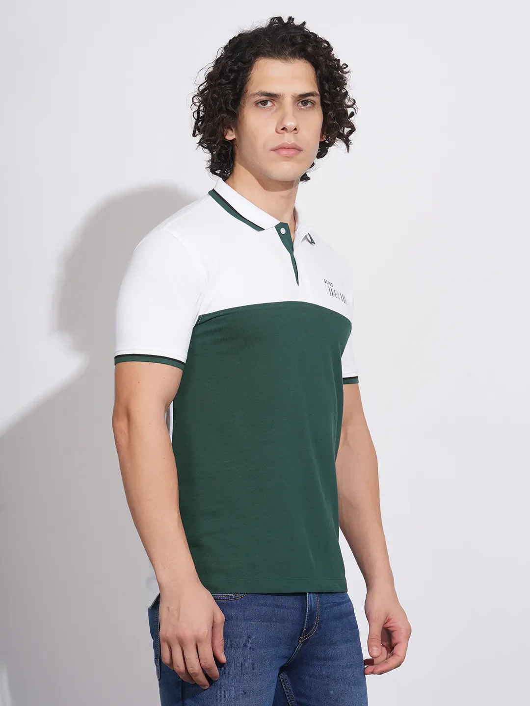 White Regular Fit Men's Polo T-Shirt by Being Human Clothing - Image 2