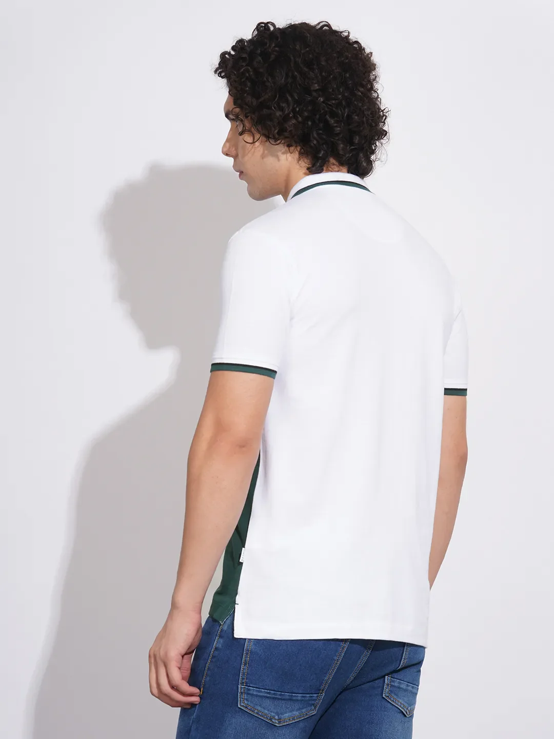 White Regular Fit Men's Polo T-Shirt by Being Human Clothing - Image 3