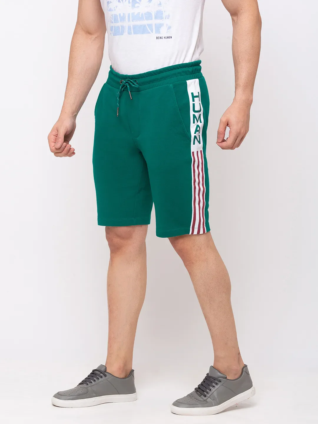 Green Regular Fit Men's Shorts by Being Human Clothing - Image 4