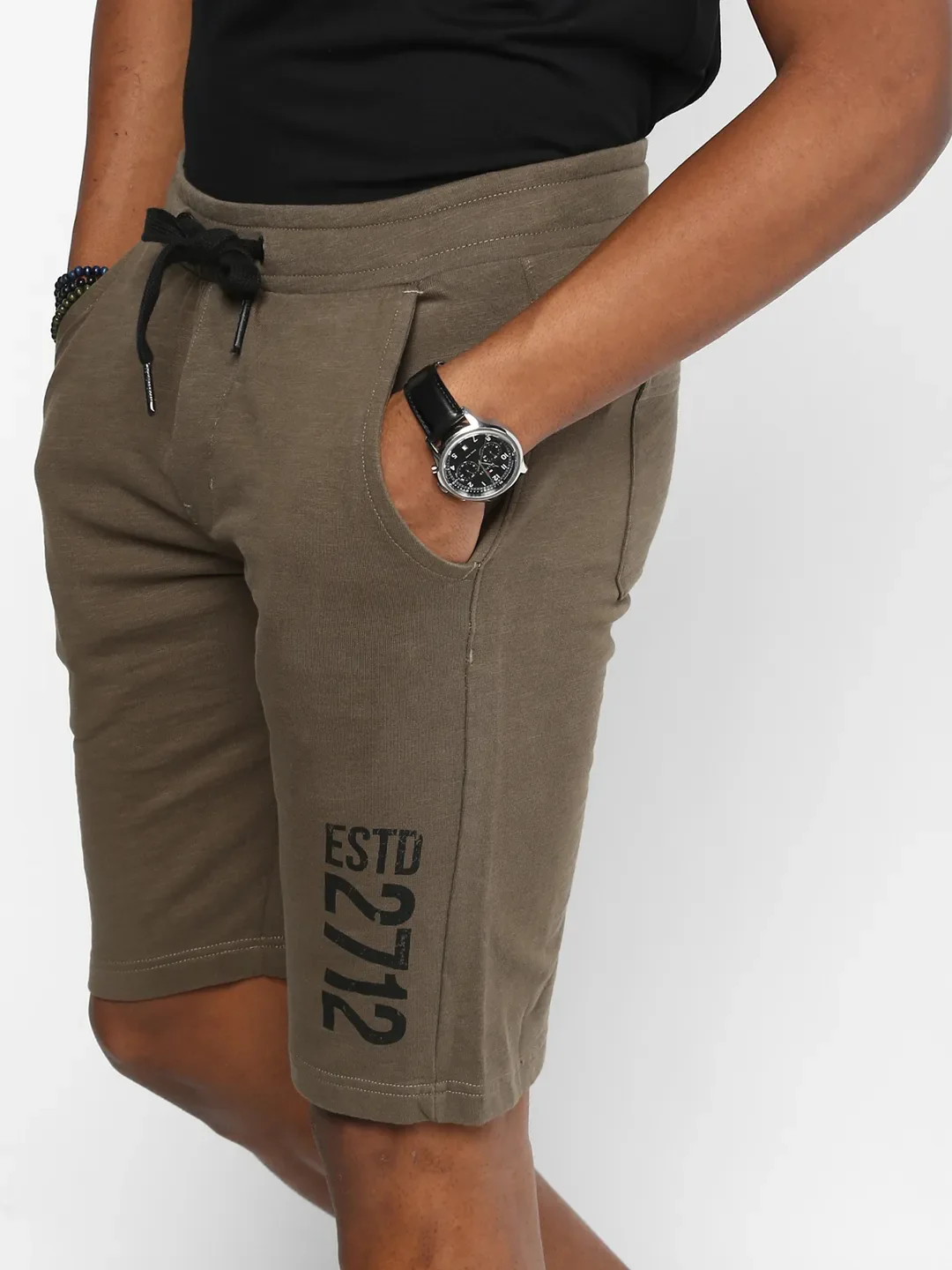 Green Regular Fit Men's Shorts by Being Human Clothing - Image 5