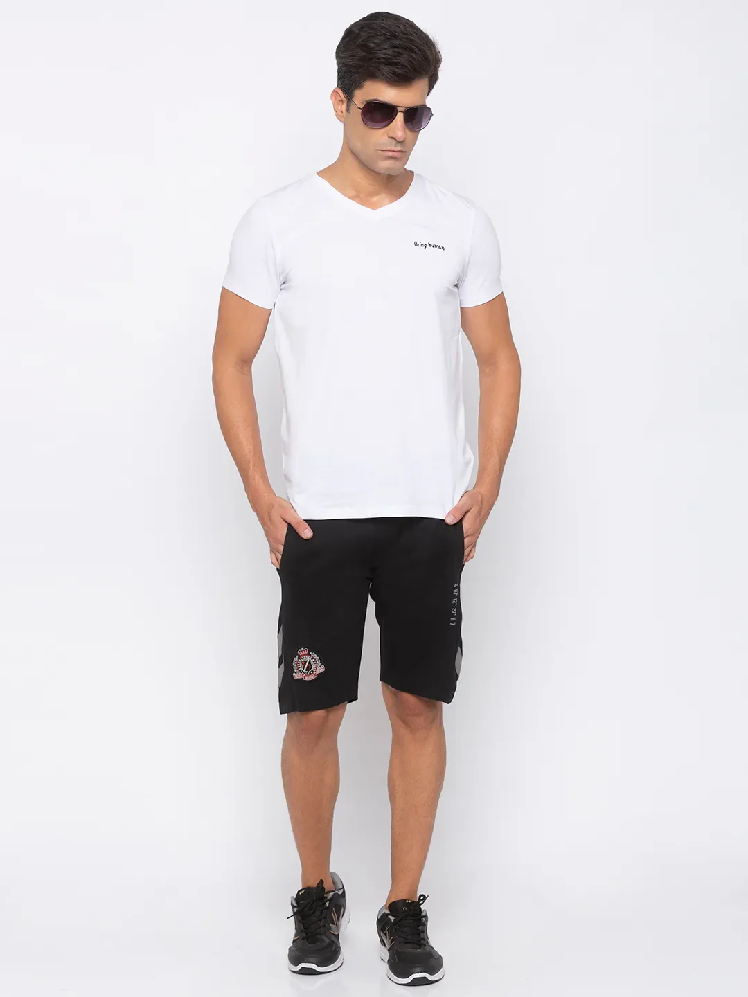 Black Regular Fit Men's Shorts by Being Human Clothing - Image 5
