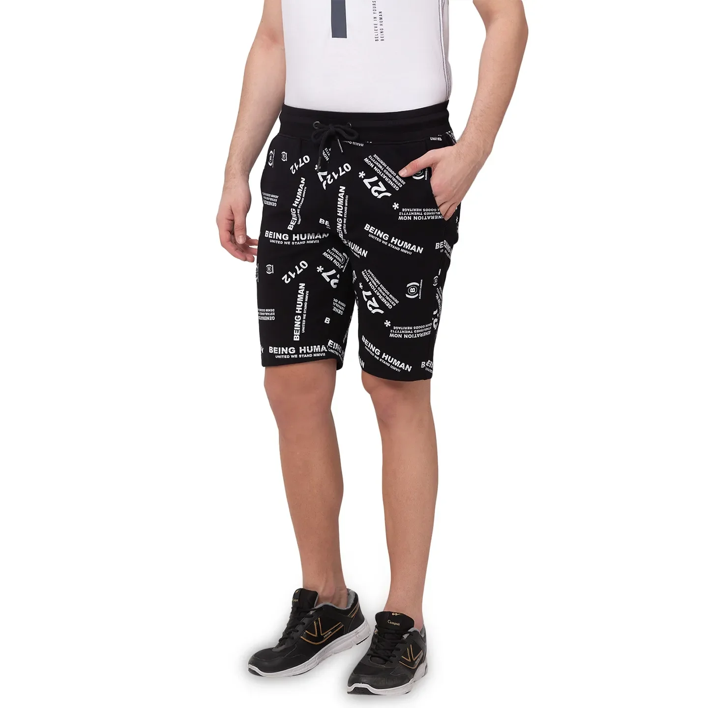 Black Regular Fit Men's Shorts by Being Human Clothing - Image 2