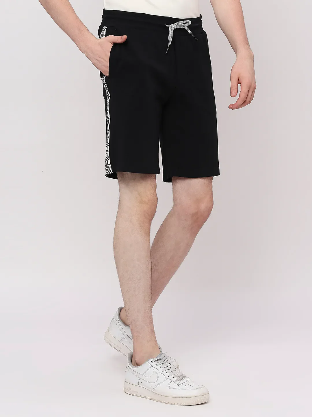 Black Regular Fit Shorts For Men By Being Human Clothing - Image 3