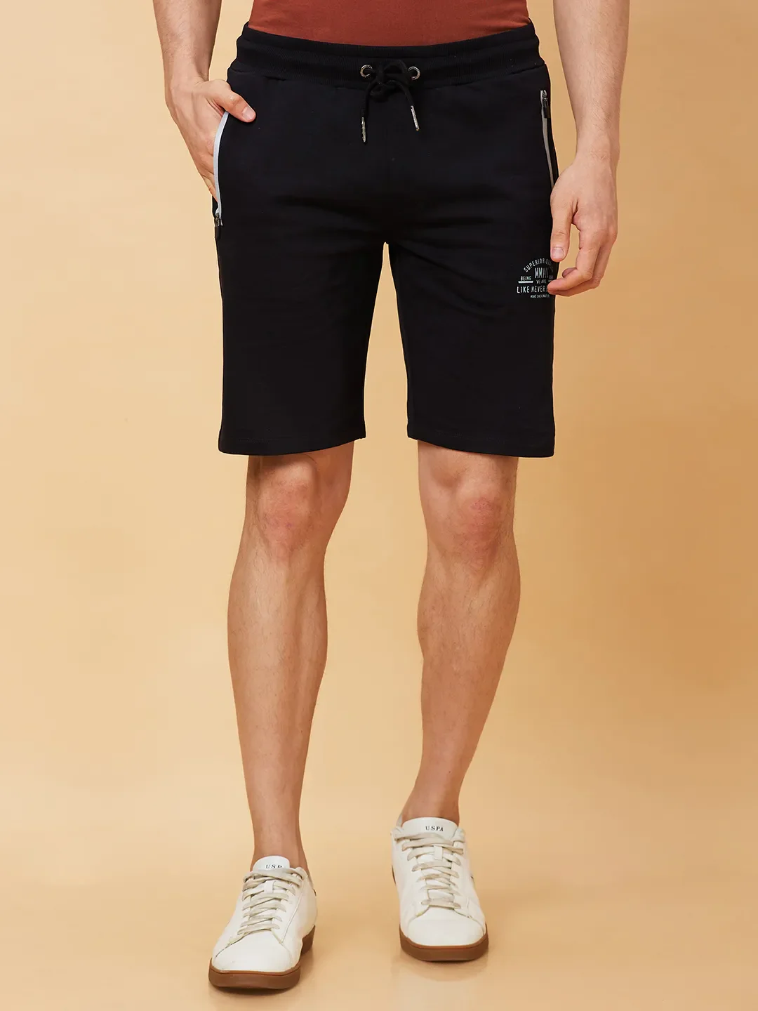 Black Regular Fit Men's Shorts by Being Human Clothing