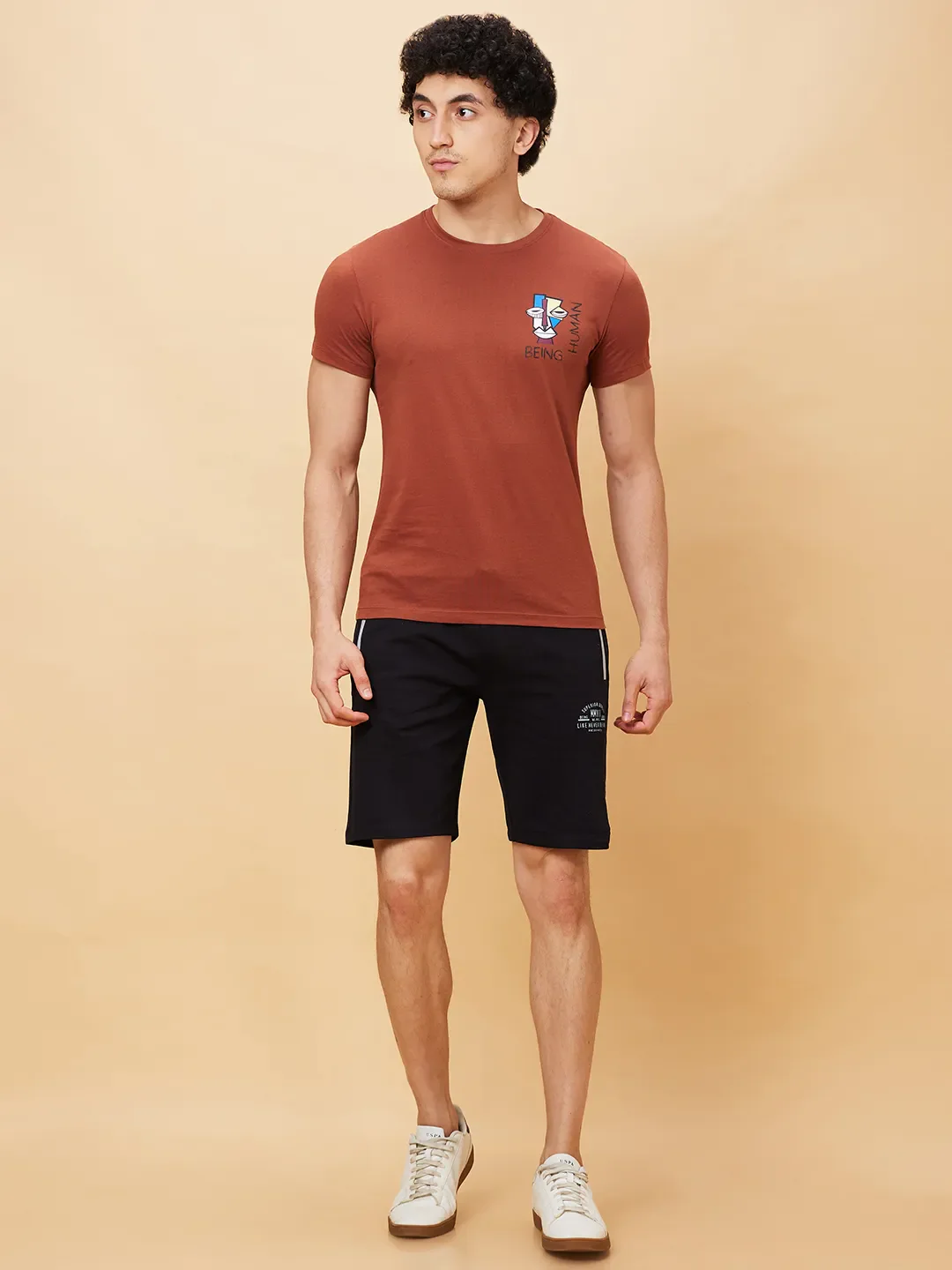 Black Regular Fit Men's Shorts by Being Human Clothing - Image 2