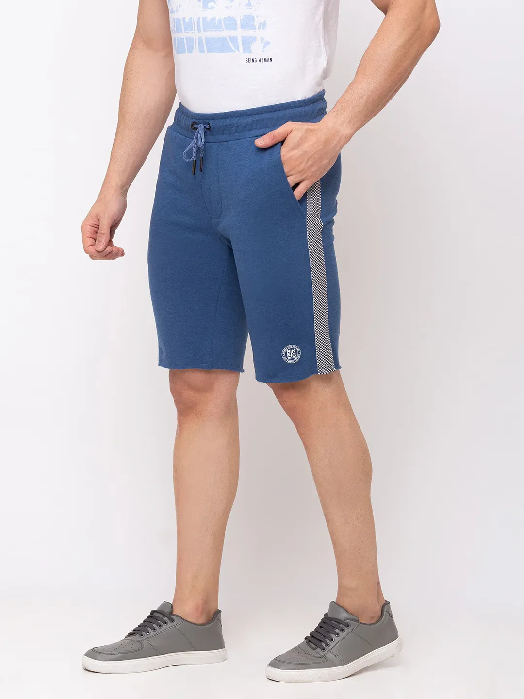 Blue Regular Fit Shorts For Men By Being Human Clothing - Image 2