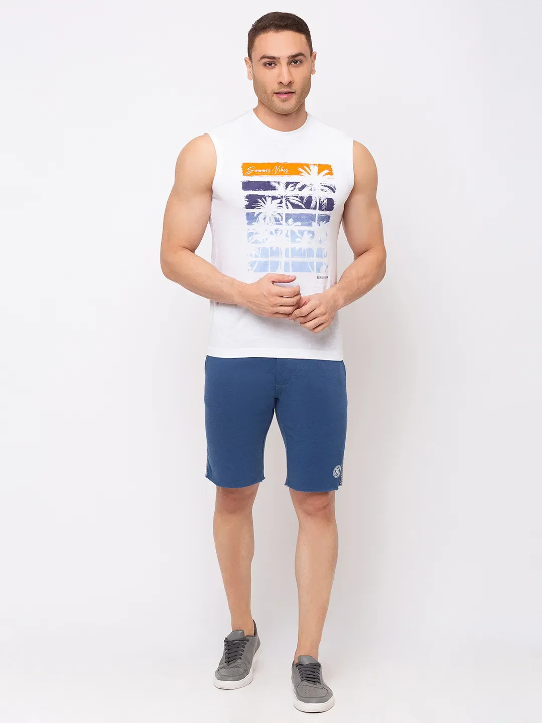 Blue Regular Fit Shorts For Men By Being Human Clothing - Image 5
