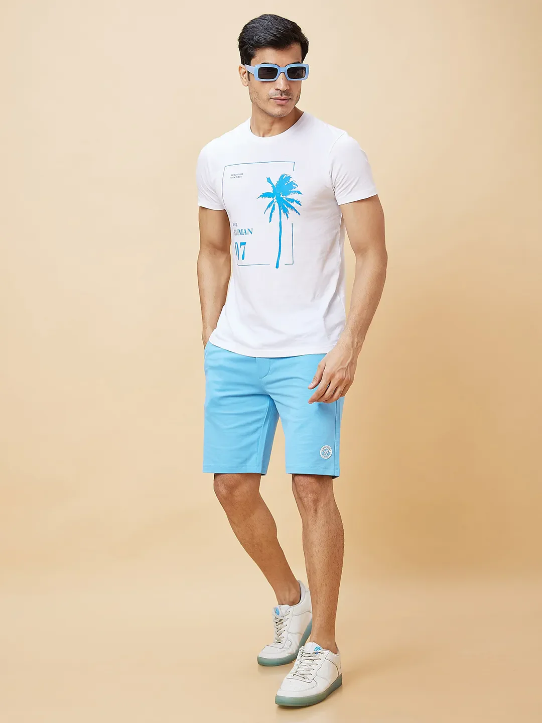 Blue Regular Fit Men's Shorts by Being Human Clothing - Image 5