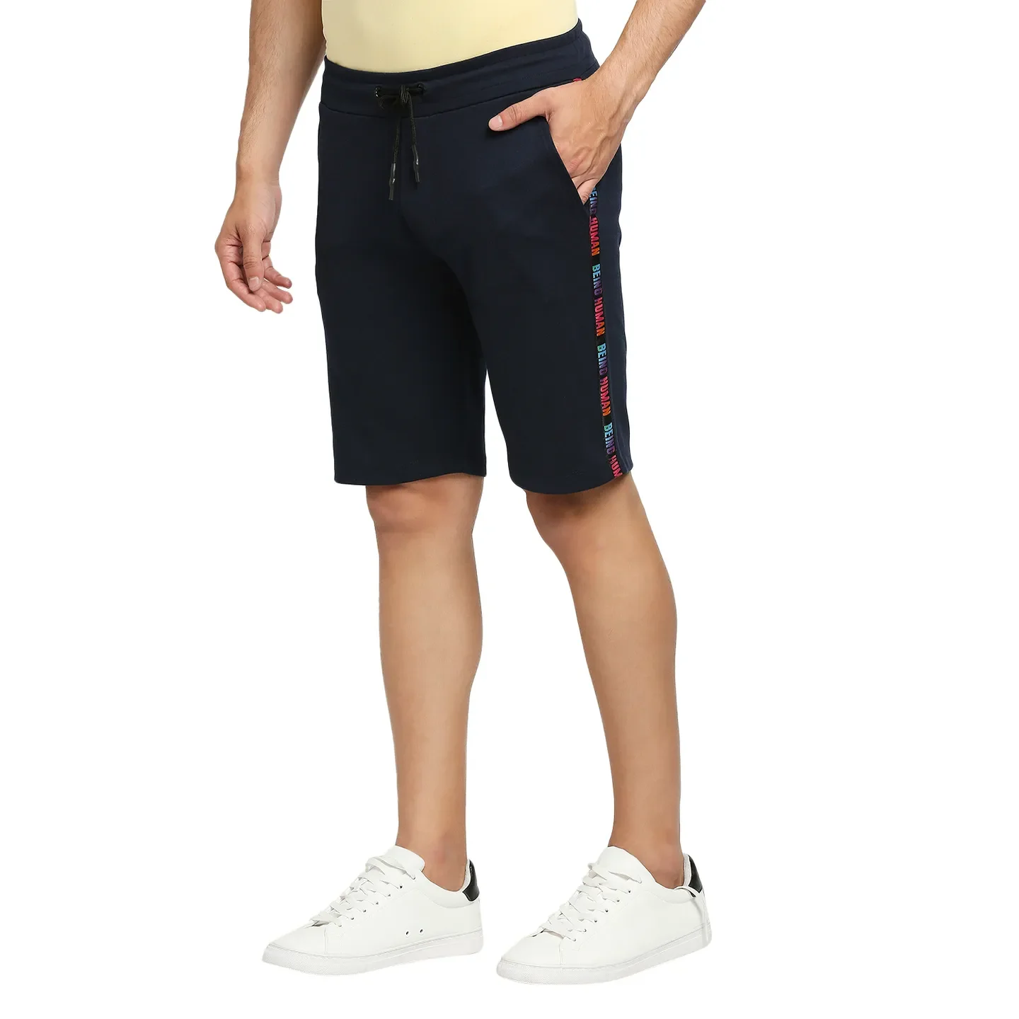 Navy Regular Fit Shorts For Men By Being Human Clothing - Image 3