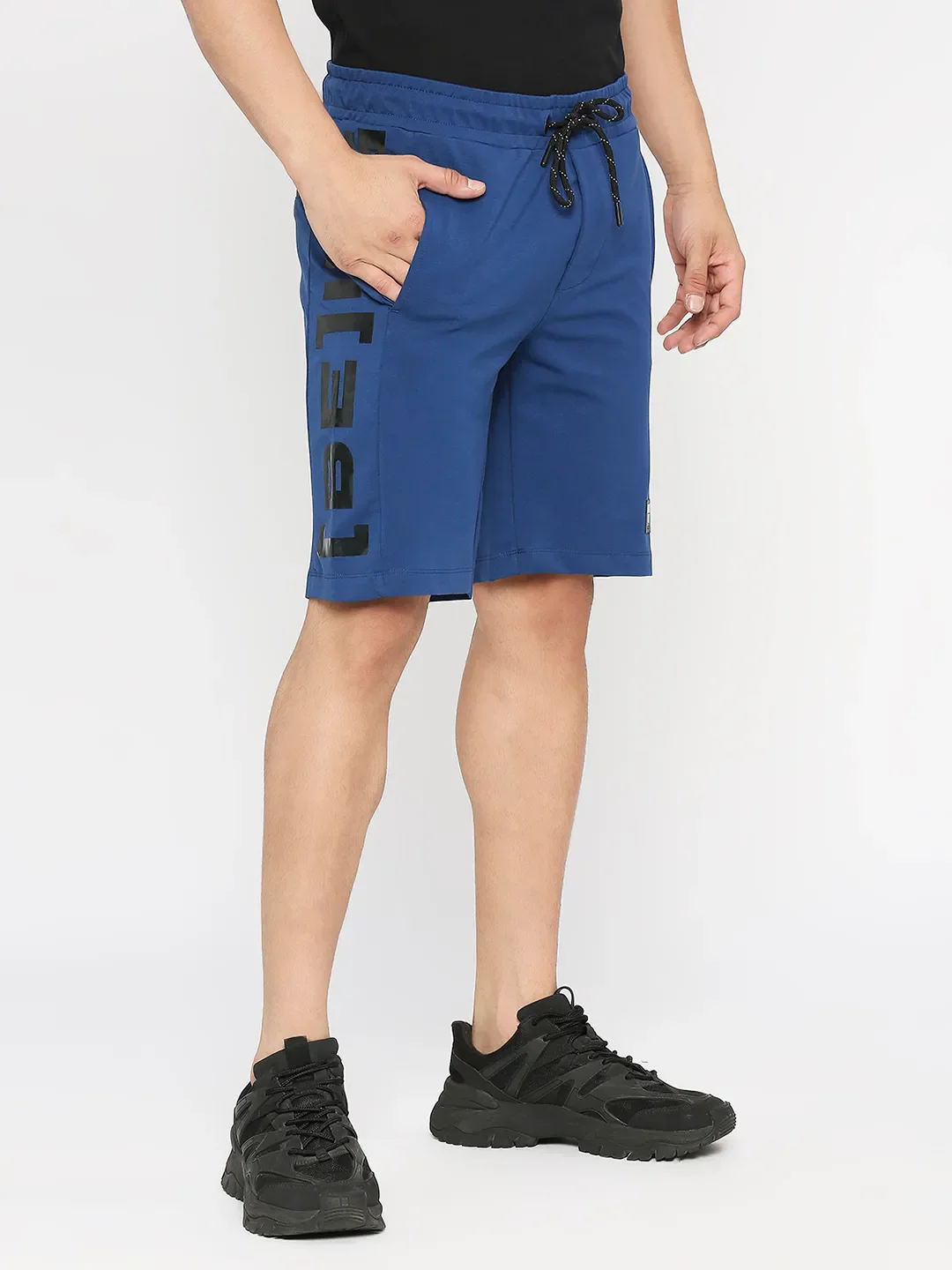 Navy Regular Fit Shorts For Men By Being Human Clothing - Image 3